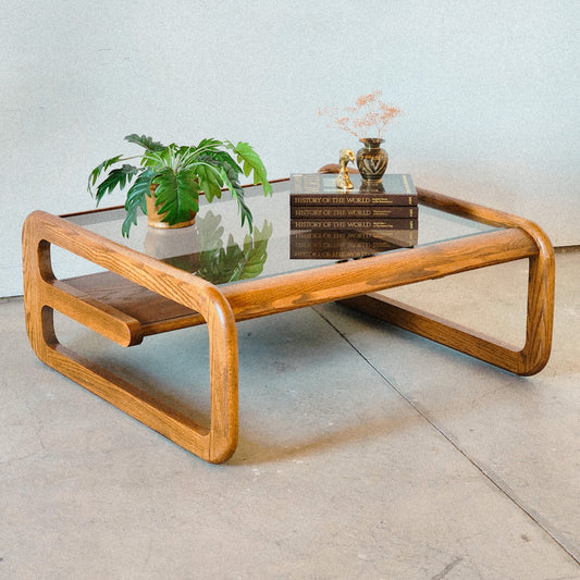 1970s XL Lou Hodges Oak square Coffee Table - Reclaimed Mt. Goods