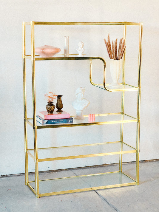 Postmodern Milo Baughman Style Gold Etagere