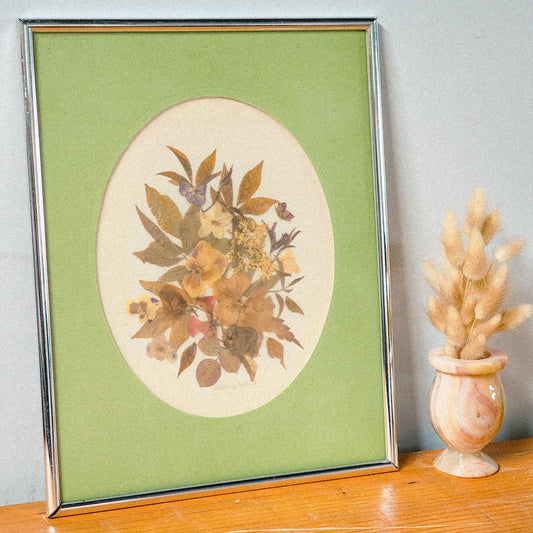 Vintage Framed Pressed Floral Art