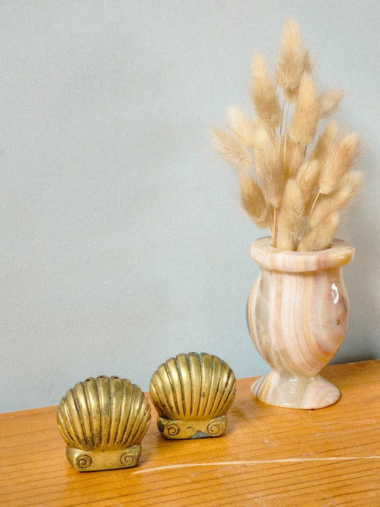 Vintage Brass Seashell Salt & Pepper Shakers - Reclaimed Mt. Goods