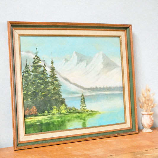 Vintage Original Oil Painting Mountain Art Landscape