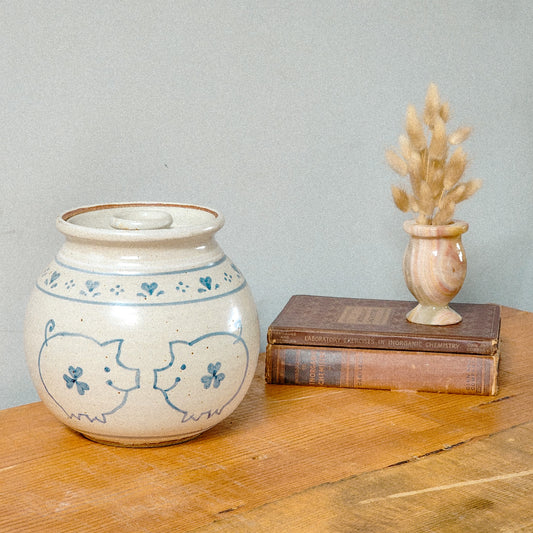 Large Vintage Ceramic Piglet & Heart Canister - Reclaimed Mt. Goods