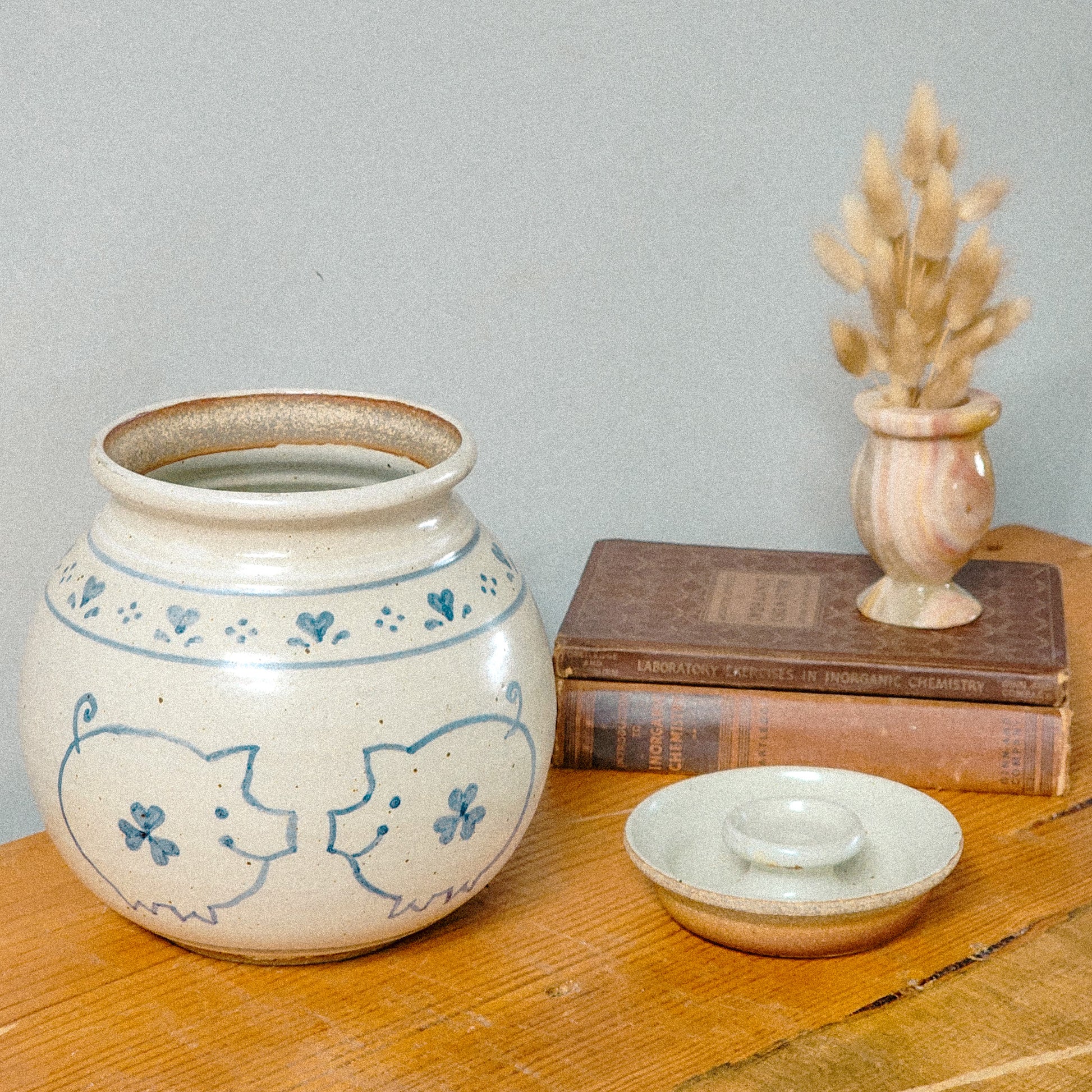 Large Vintage Ceramic Piglet & Heart Canister - Reclaimed Mt. Goods