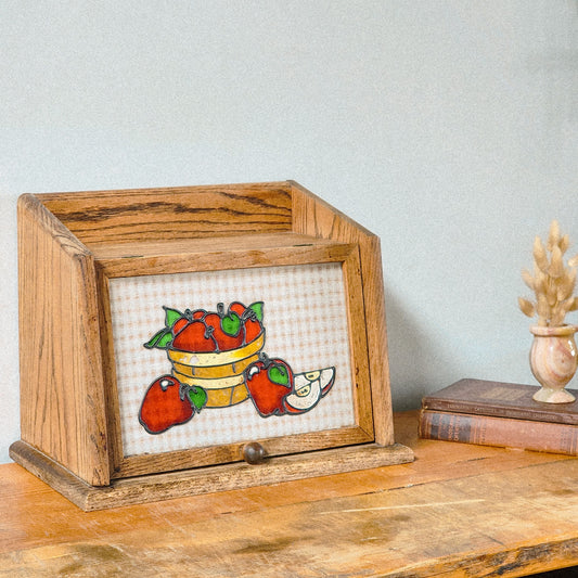 Vintage Stained Glass Apple Bread Box - Reclaimed Mt. Goods
