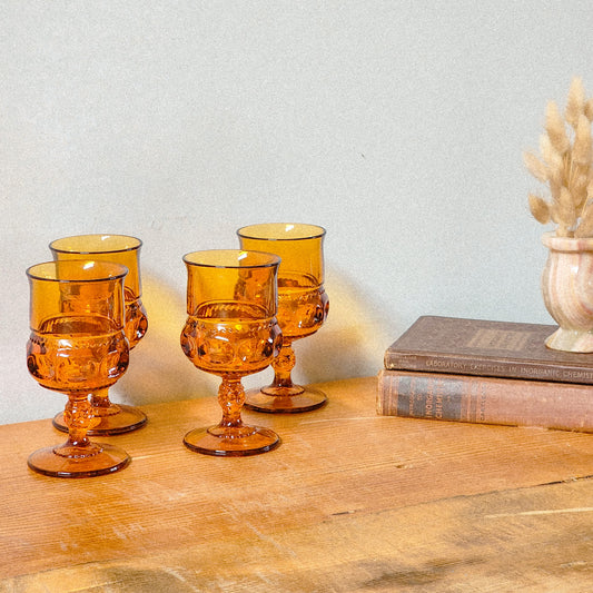 Vintage Amber Goblets Set - Reclaimed Mt. Goods