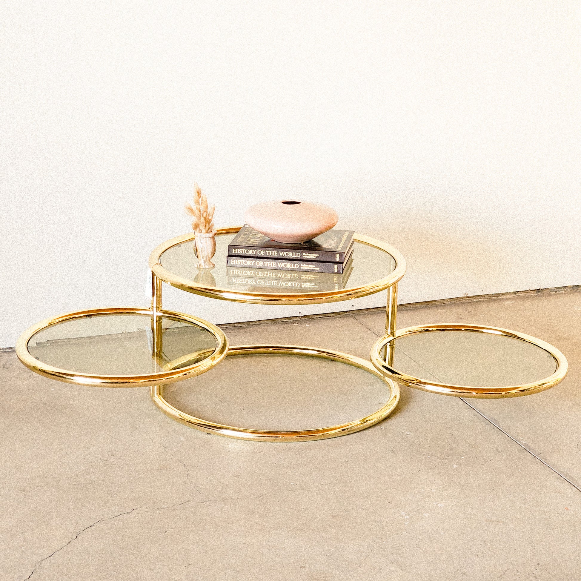 Vintage Brass Coffee Table in the style of Milo Baughman - Reclaimed Mt. Goods
