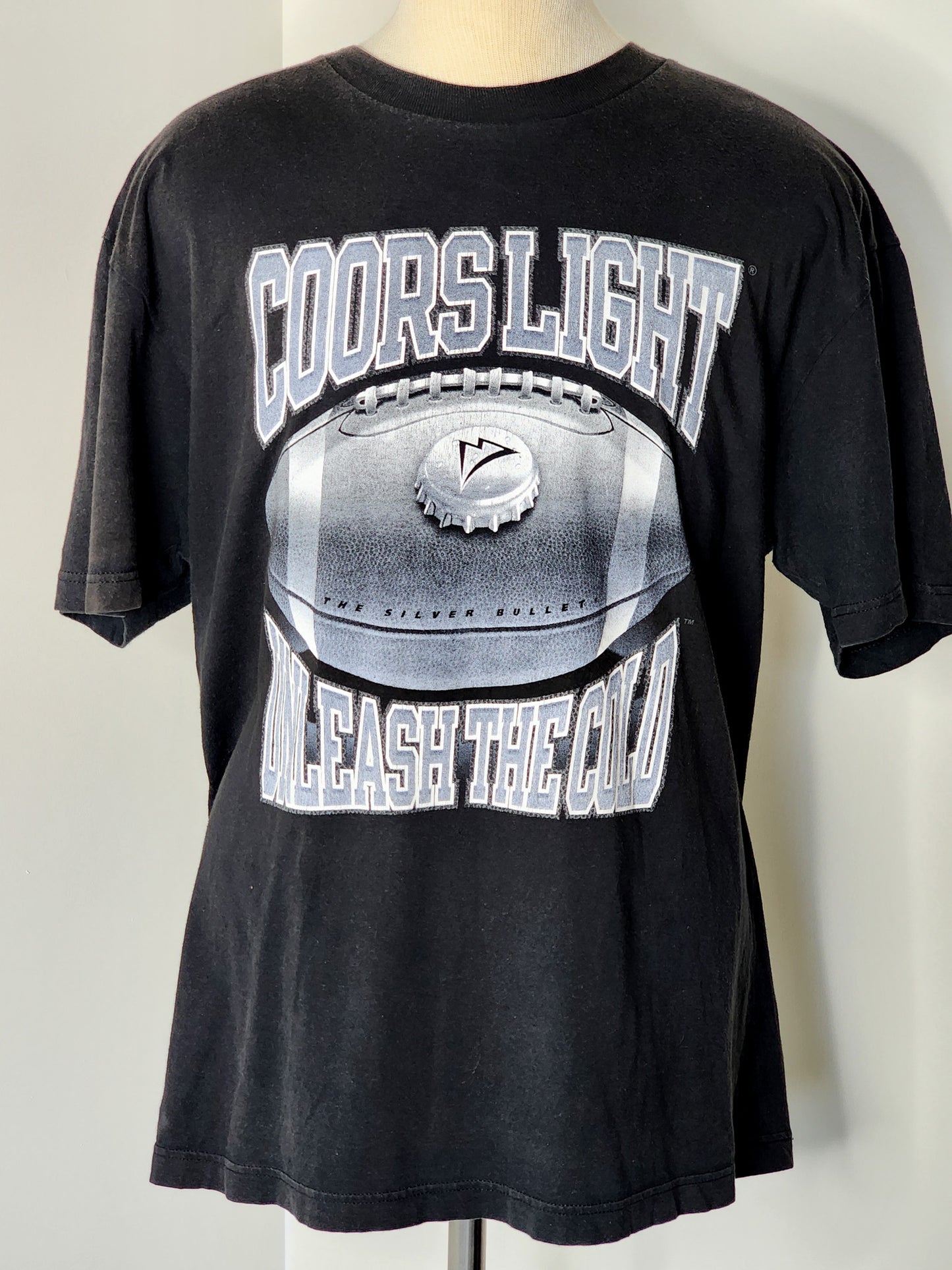 Vtg Black Coors Light Faded Tee XL