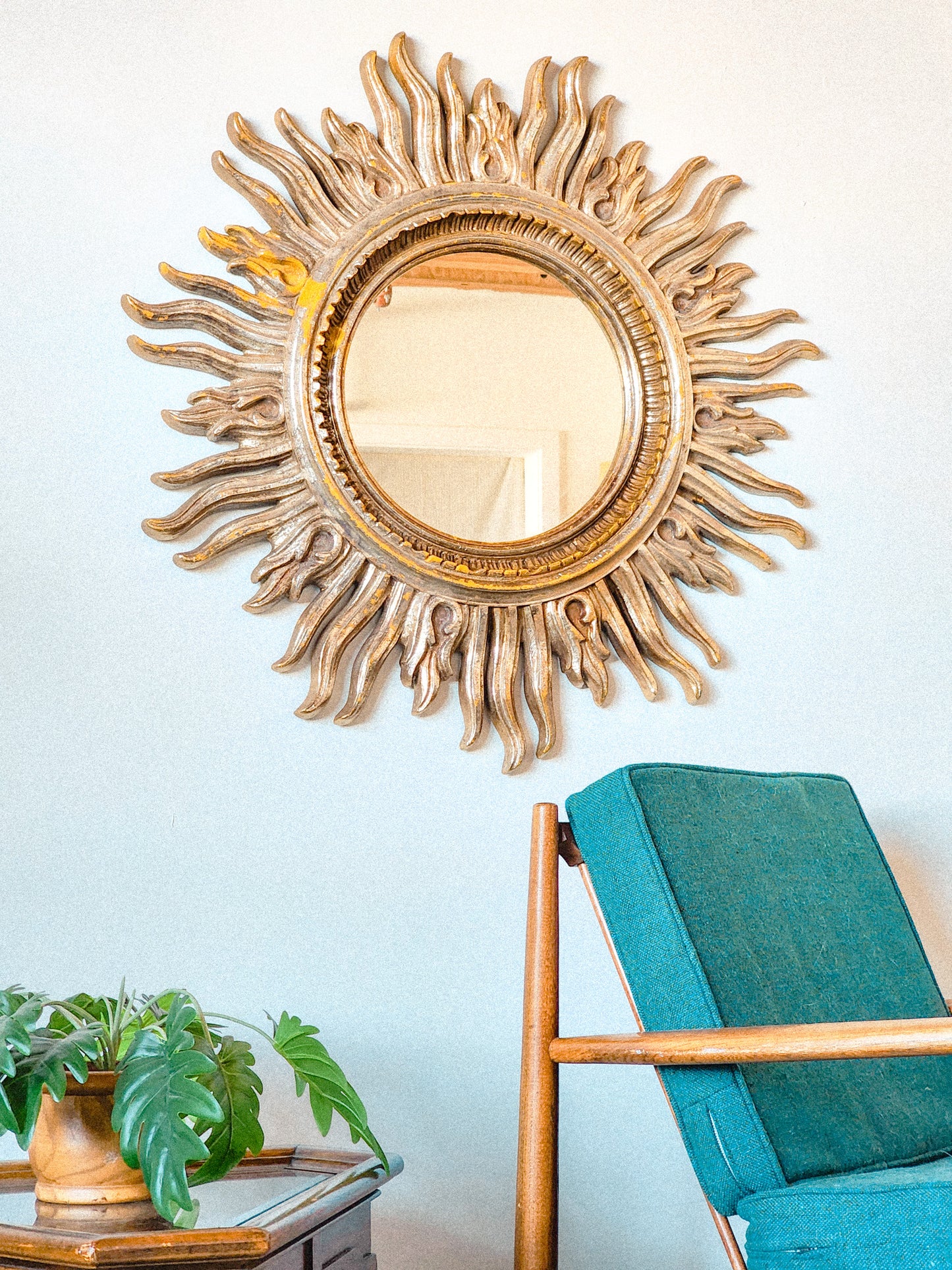 Beautiful Vintage Syroco Style Sun Mirror - Reclaimed Mt. Goods