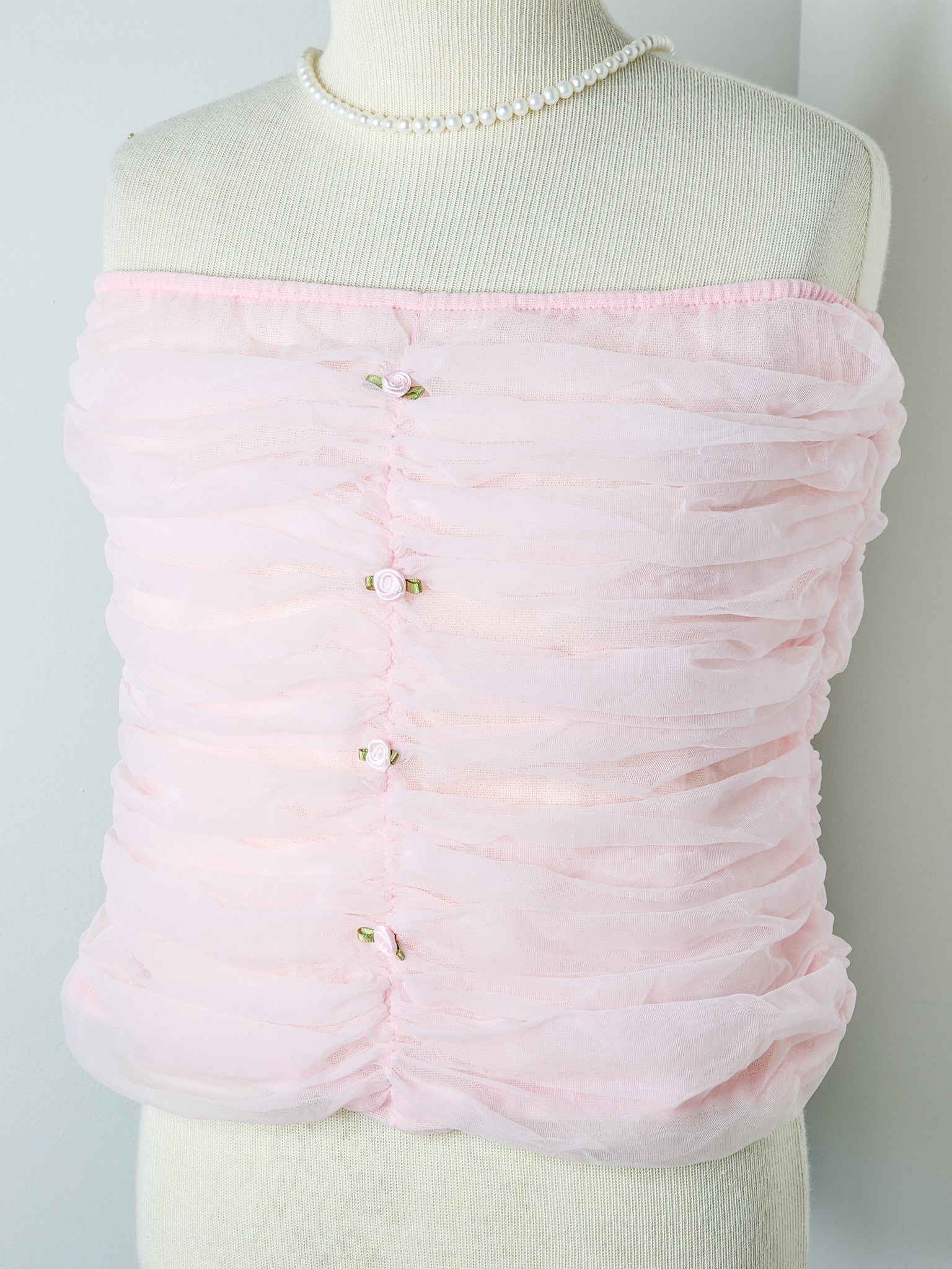 Y2K Coquette Pink Ruffled Tubetop - Reclaimed Mt. Goods