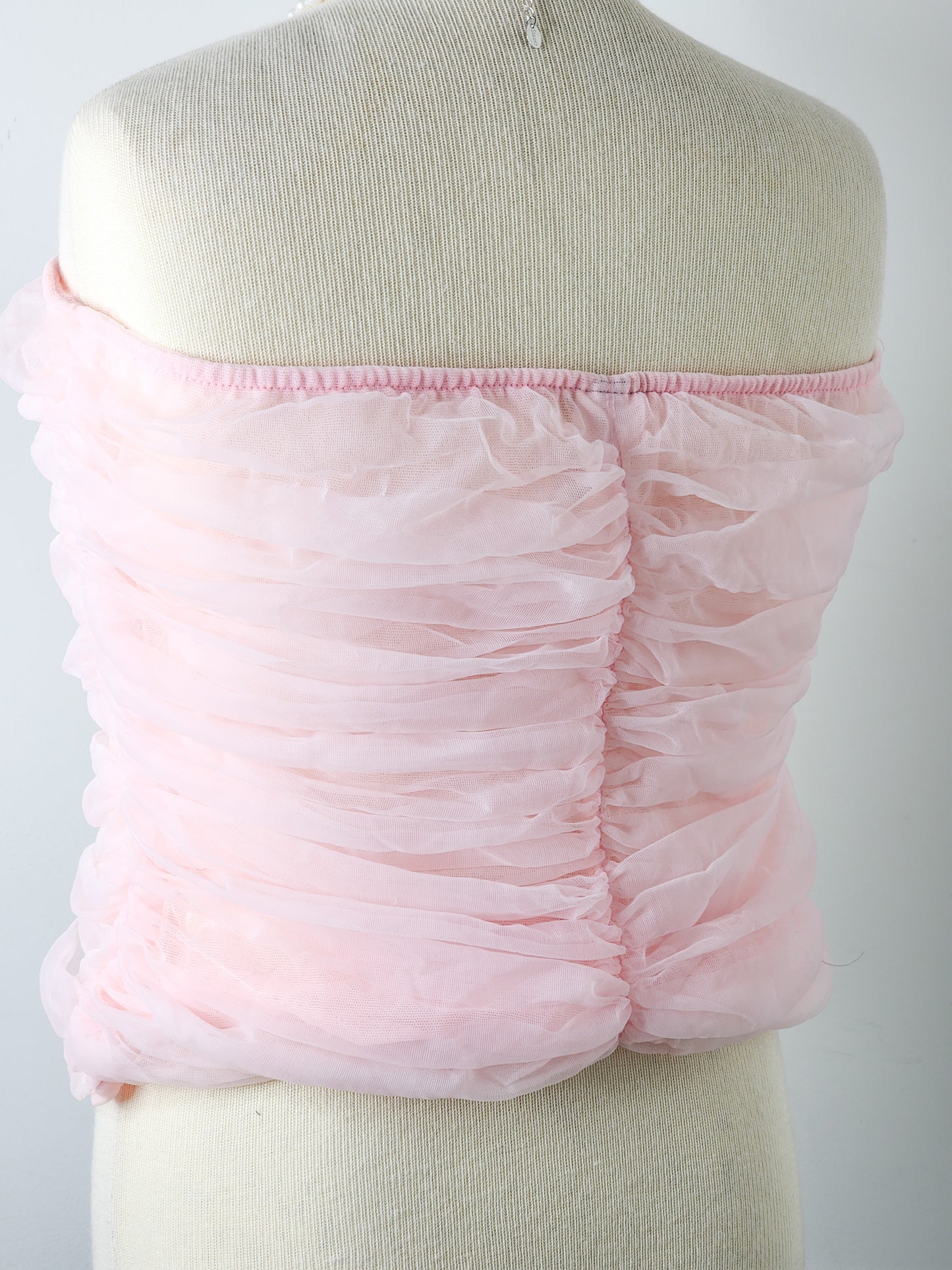 Y2K Coquette Pink Ruffled Tubetop - Reclaimed Mt. Goods