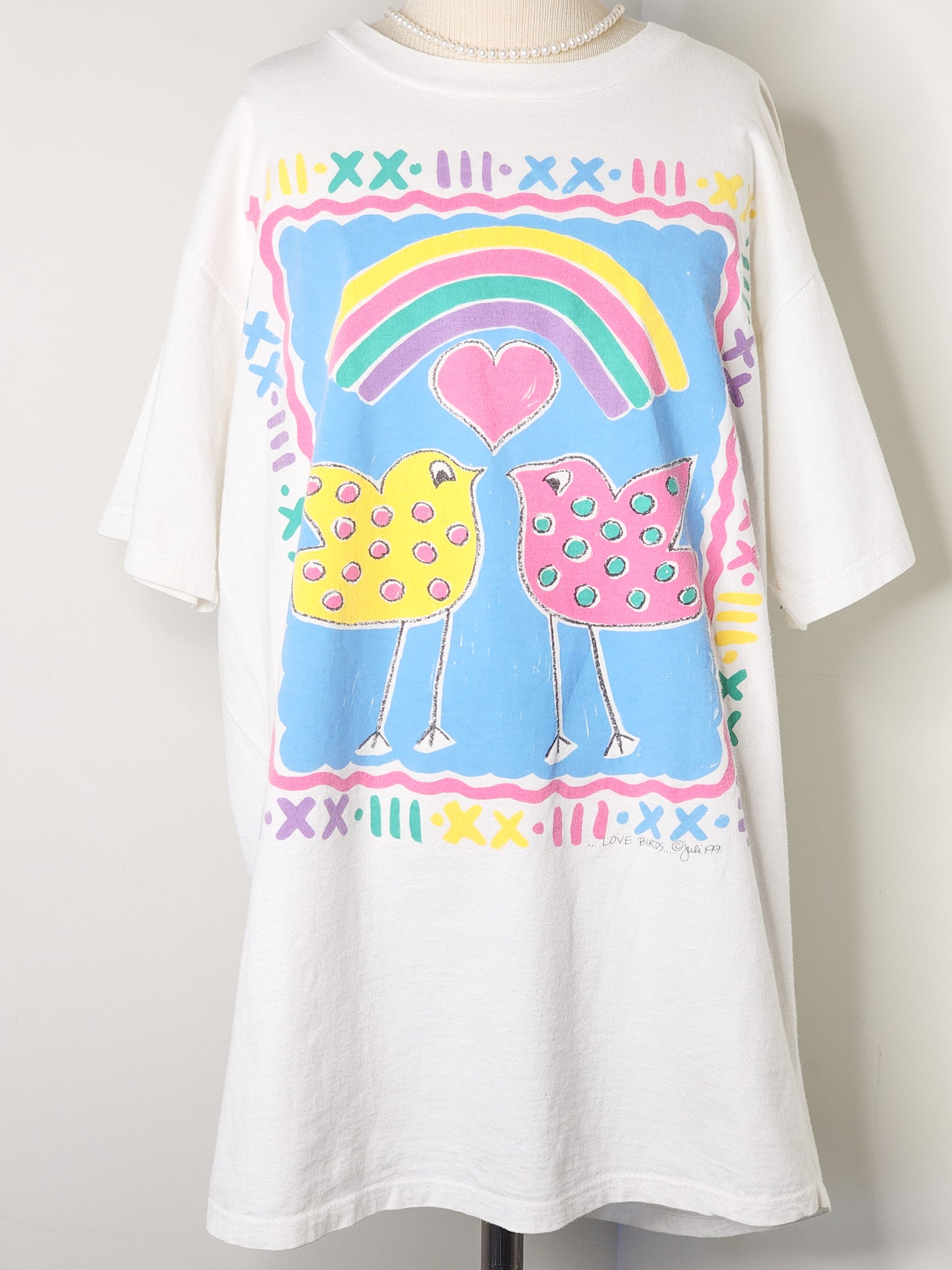 1990s "Lovebirds" White Tee - Reclaimed Mt. Goods