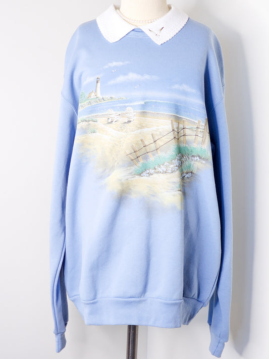 Periwinkle Collared Coastal Sweater - Reclaimed Mt. Goods