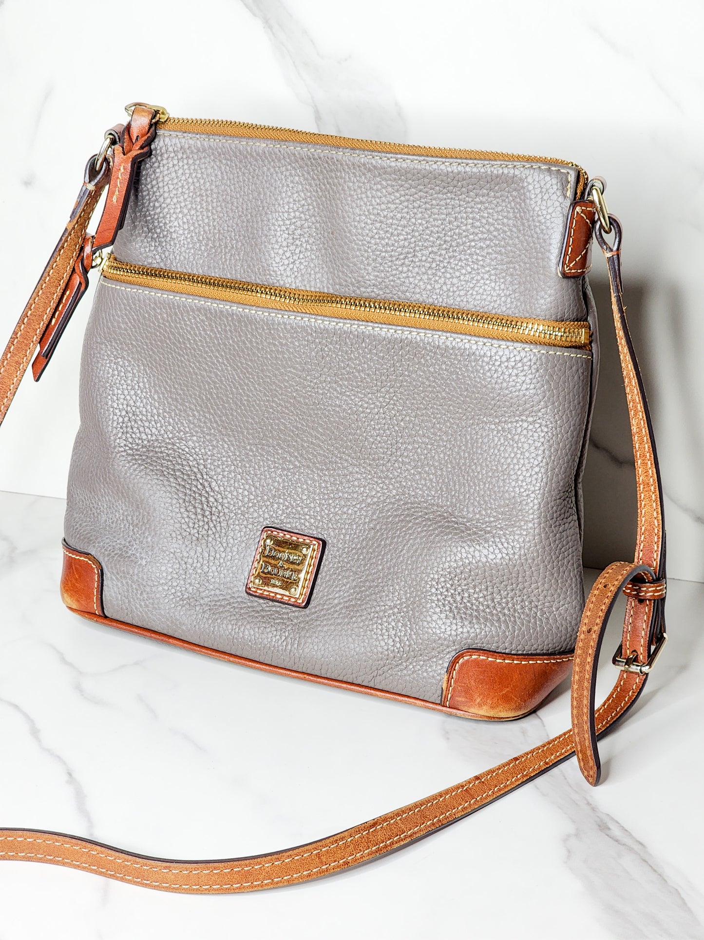 Dooney & Bourke Gray Leather Satchel - Reclaimed Mt. Goods