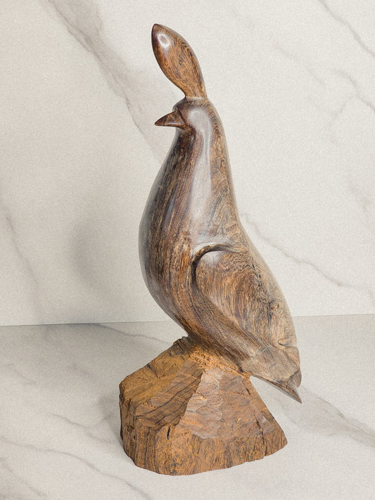 Hand Carved Mid Century Solid Wood Quail - Reclaimed Mt. Goods