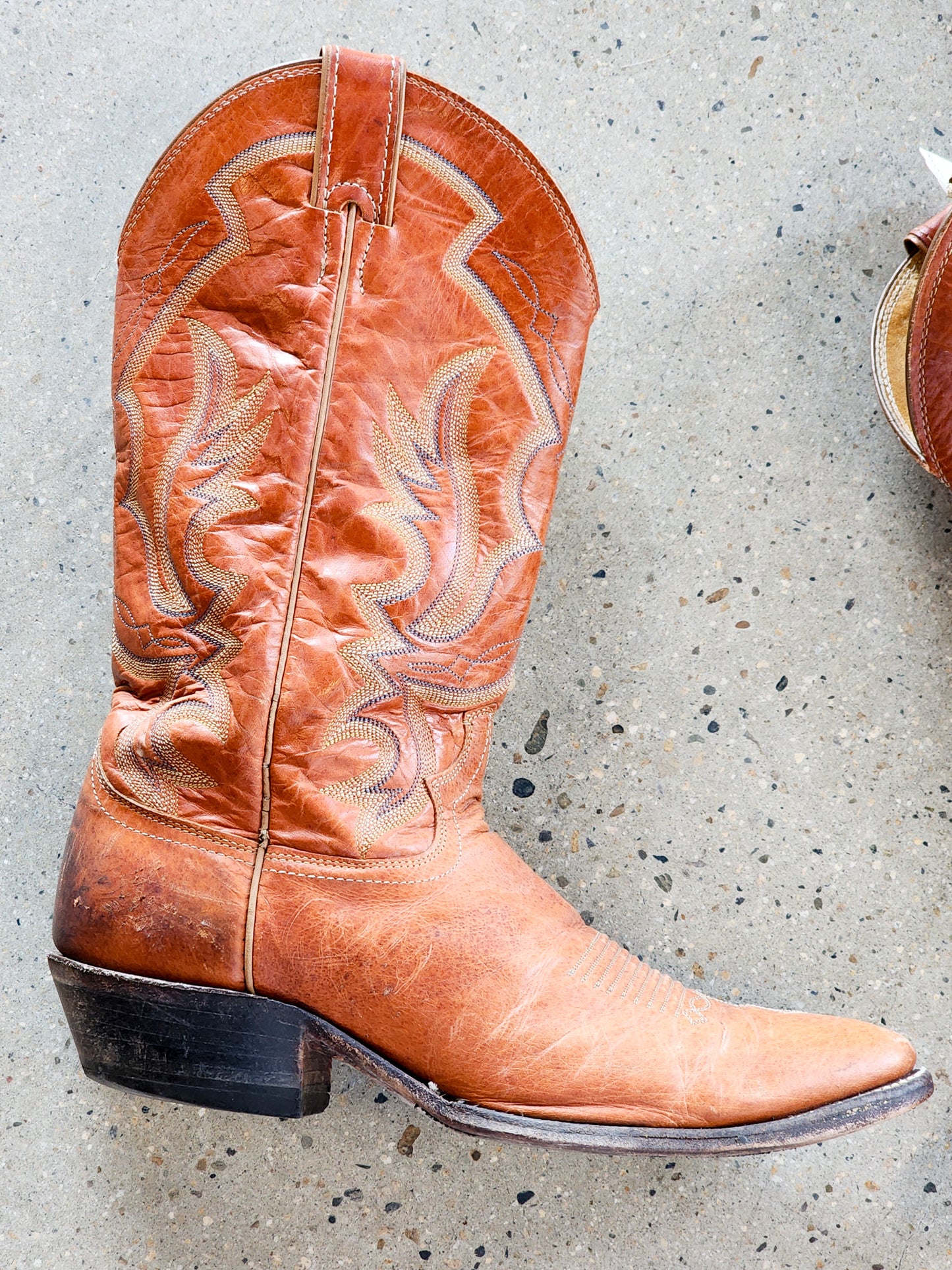 Justin Western Cowboy Marble Brown Leather Boots