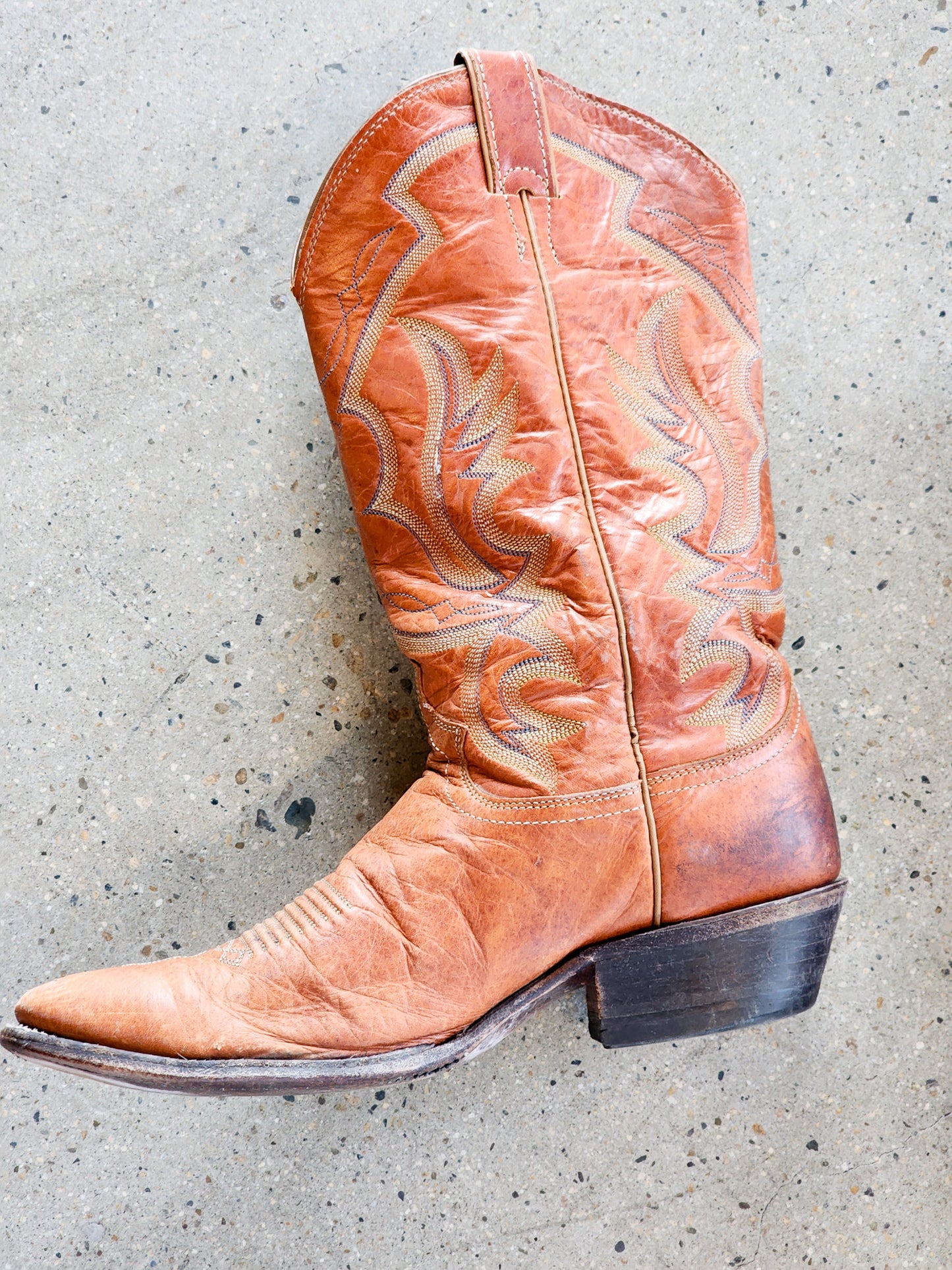 Justin Western Cowboy Marble Brown Leather Boots