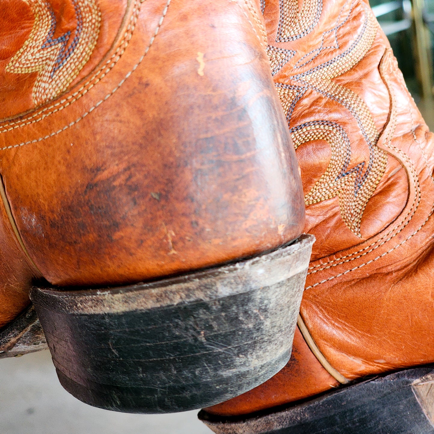 Justin Western Cowboy Marble Brown Leather Boots