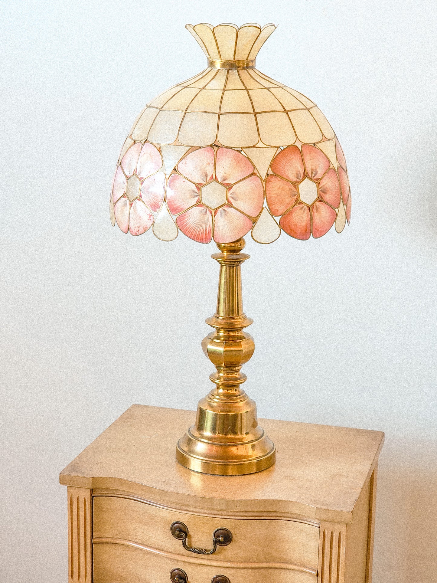 Vintage Capiz Seashell Tiffany Stained Glass Table Lamp - Reclaimed Mt. Goods