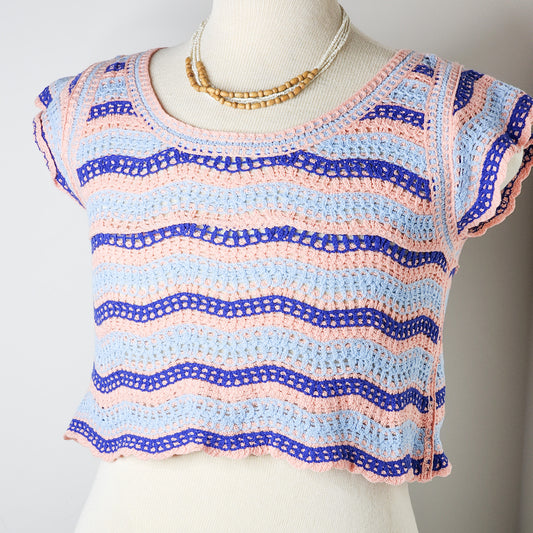 Crocheted Pink & Blue Top