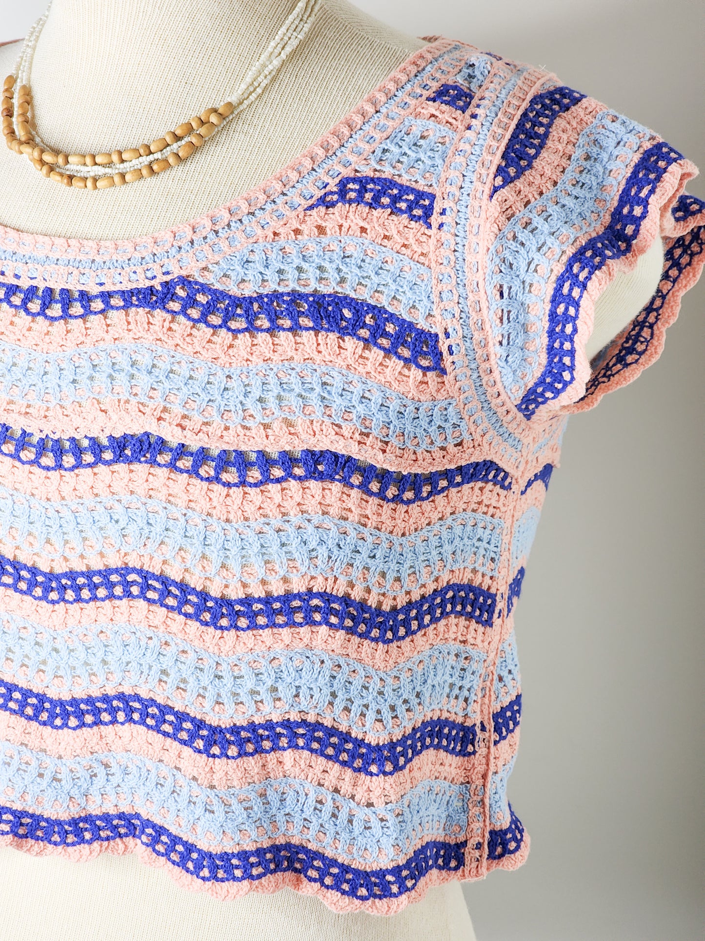 Crocheted Pink & Blue Top