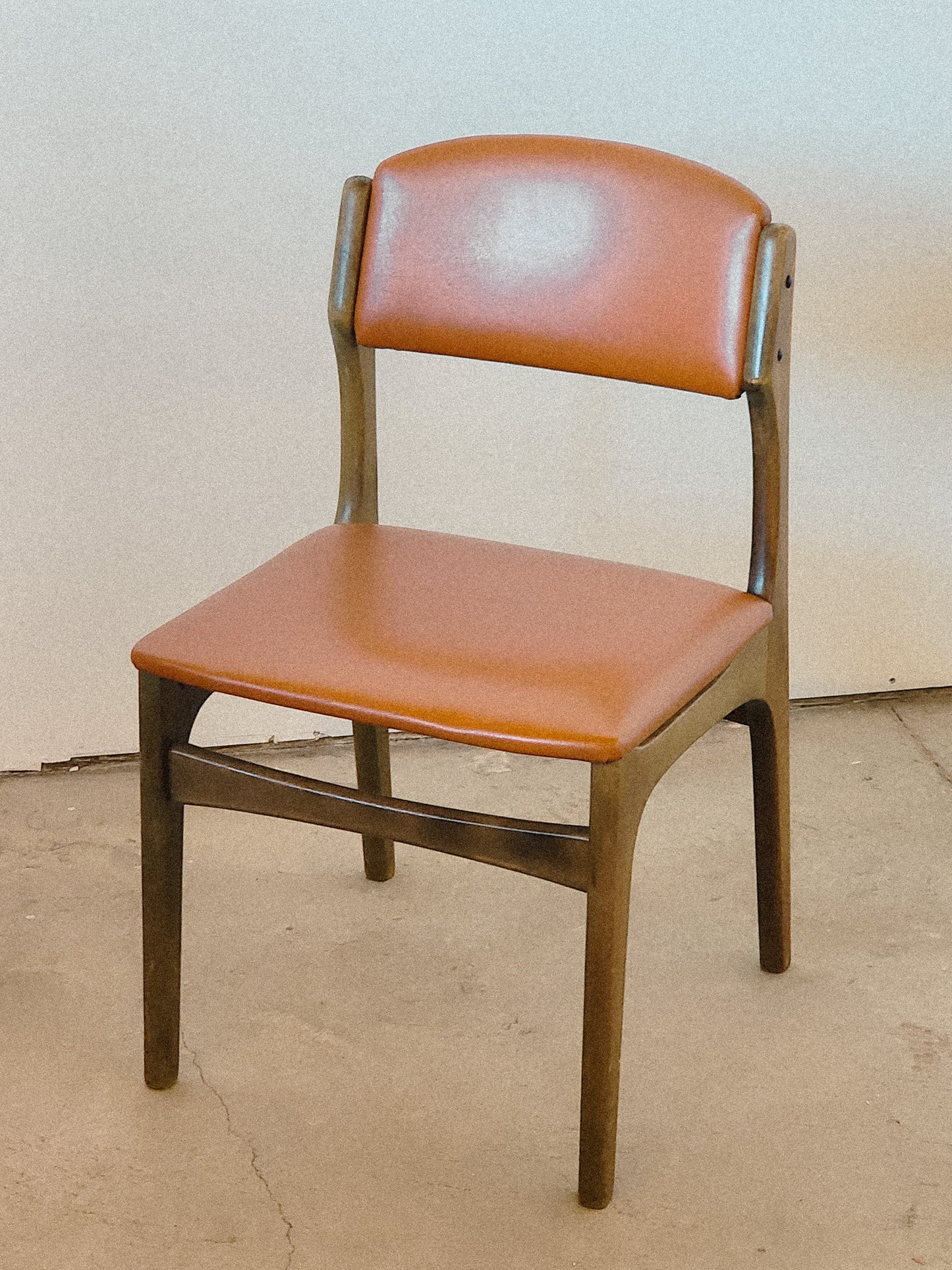 Mid Century Orange Vinyl Accent Chair For Kosuga