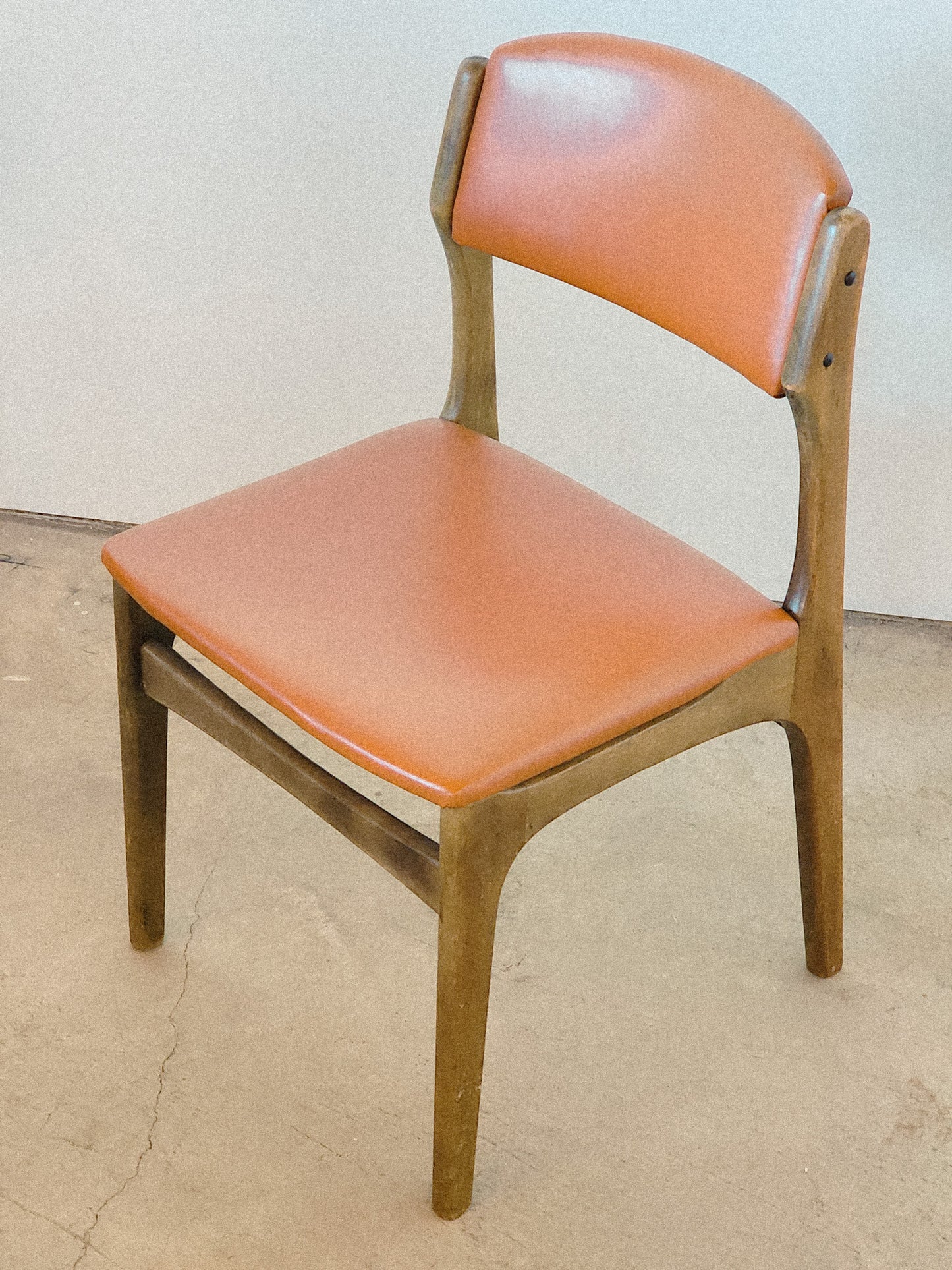 Mid Century Orange Vinyl Accent Chair For Kosuga