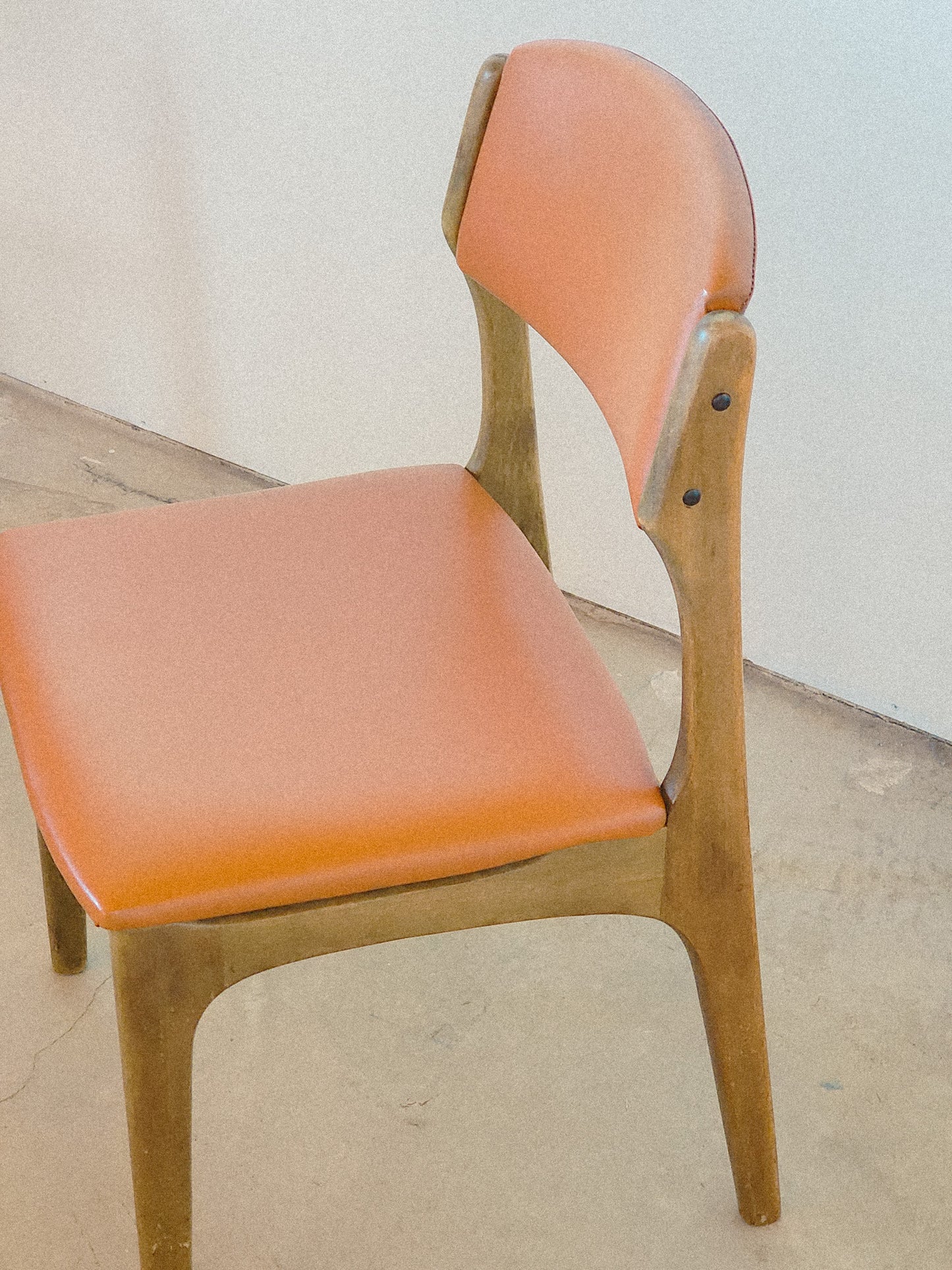 Mid Century Orange Vinyl Accent Chair For Kosuga