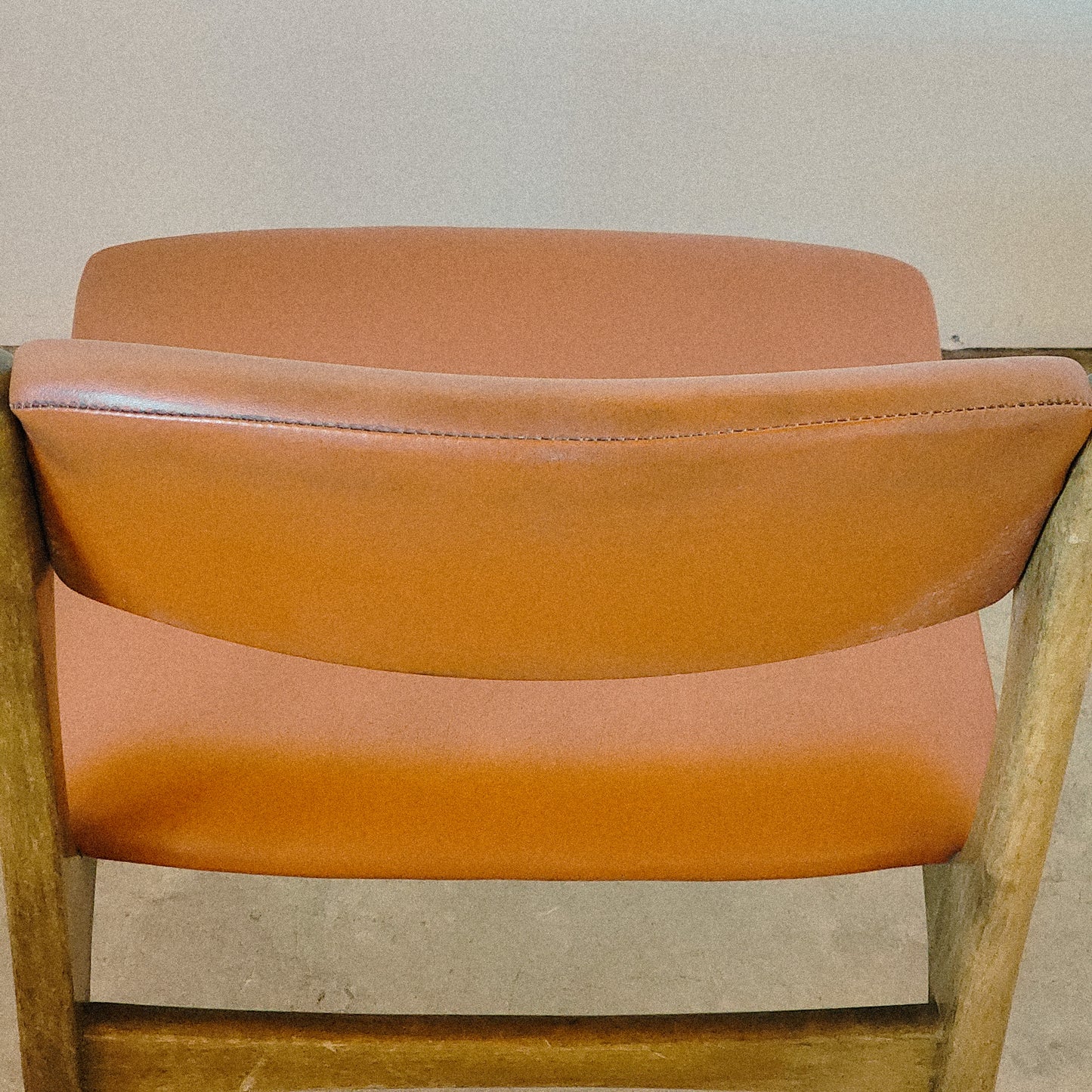 Mid Century Orange Vinyl Accent Chair For Kosuga