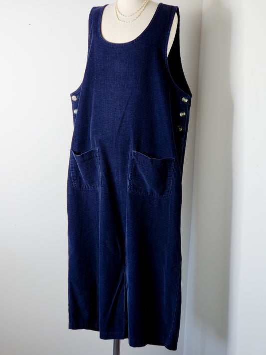 Vtg Cabin Creek Corduroy Textured Cotton Blue Jumpsuit