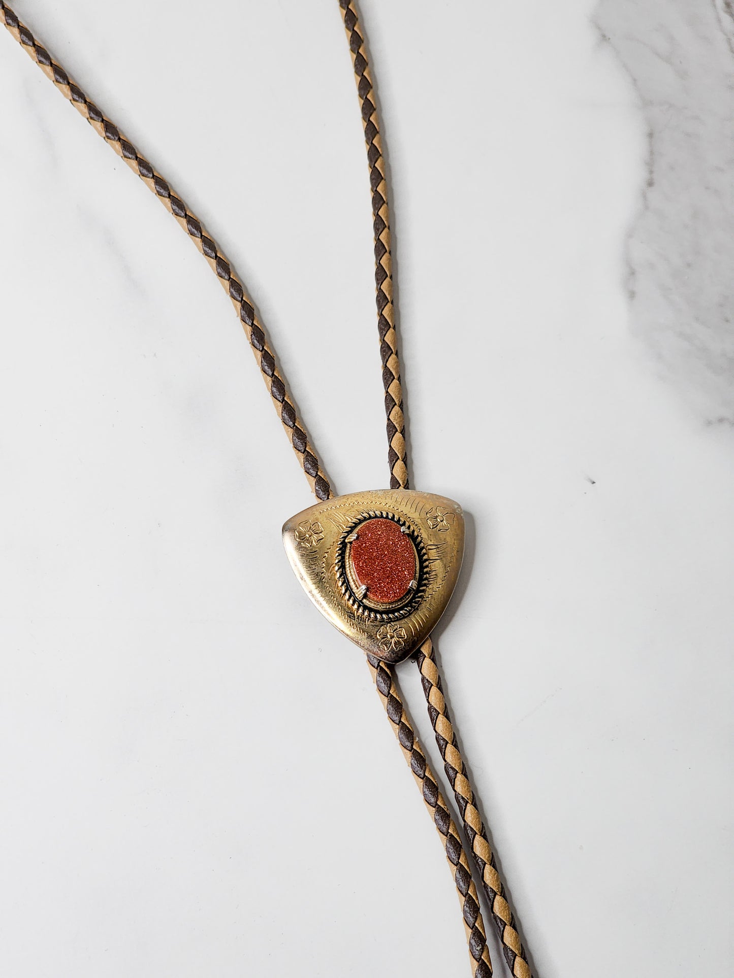 Vtg Brass Bolo Tie