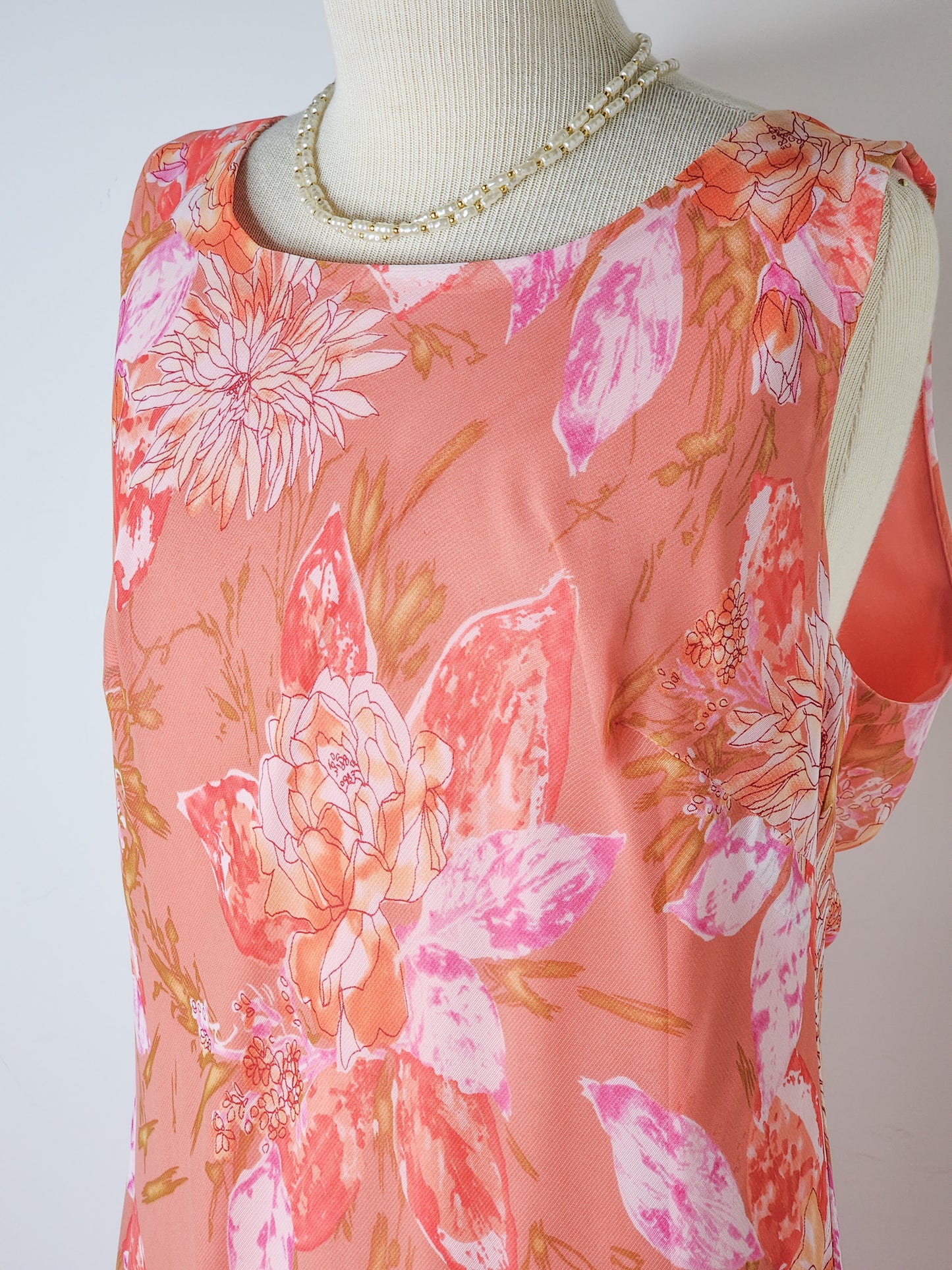 Vtg Y2K Peachy Floral Dress