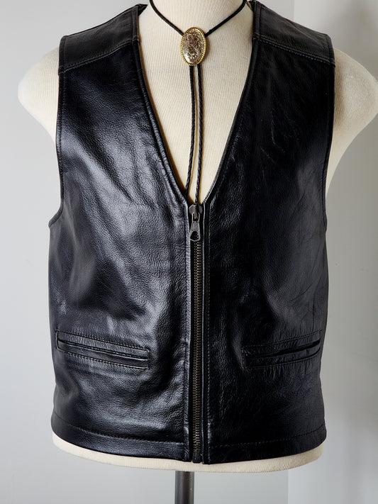 Vtg Leather Biker vest by Unik