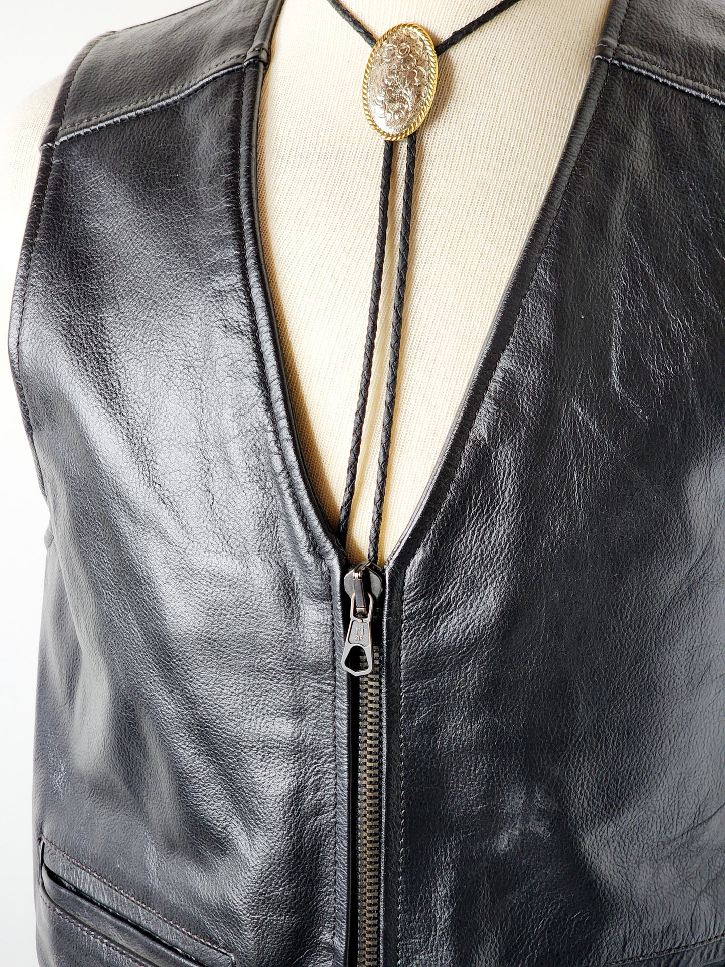 Vtg Leather Biker vest by Unik