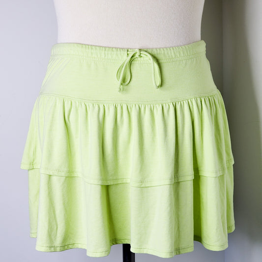 Lime Green Cotton Ruffled Mini Skirt