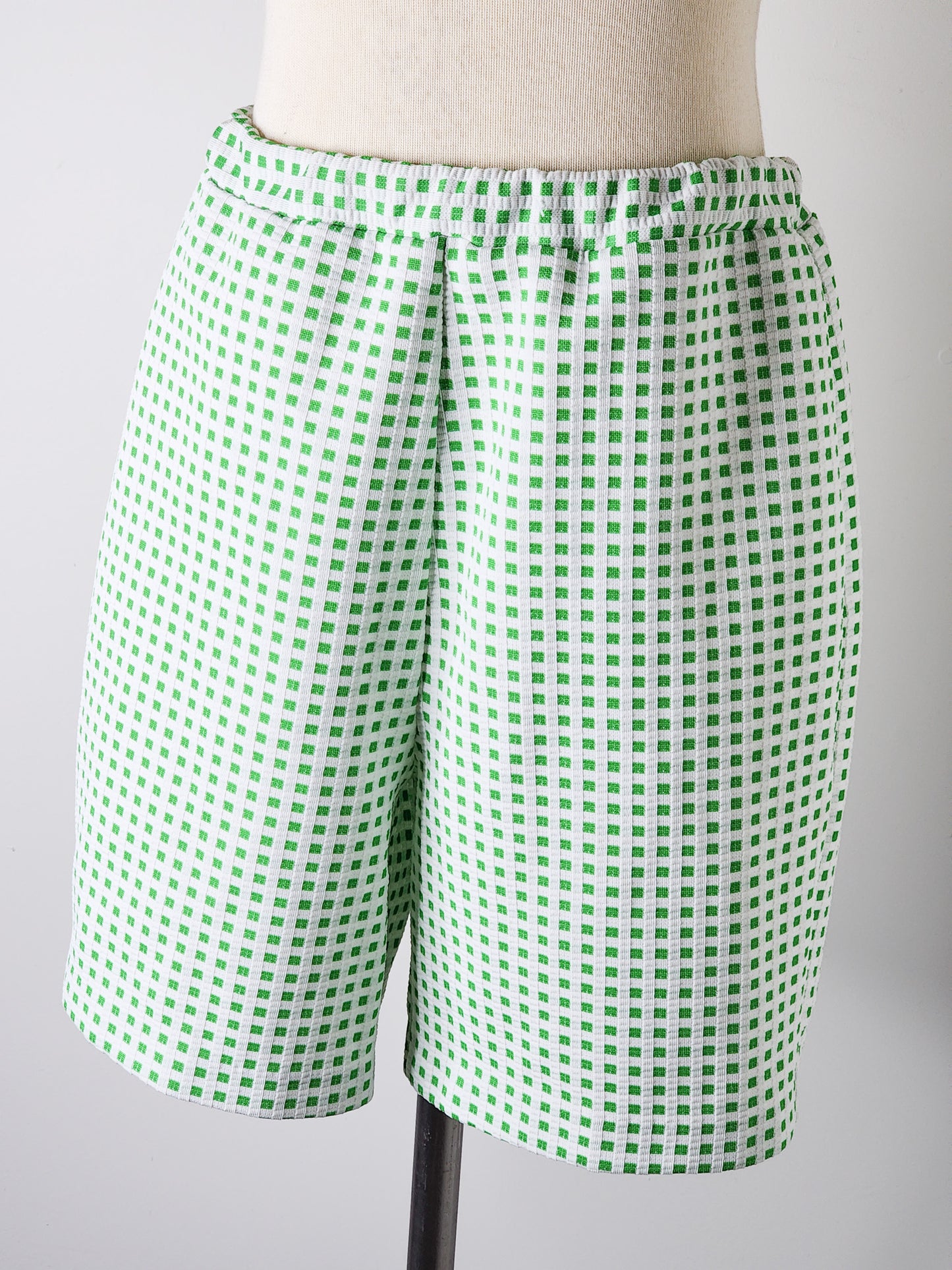 Vtg Sears Green Gingham Shorts tagged 14