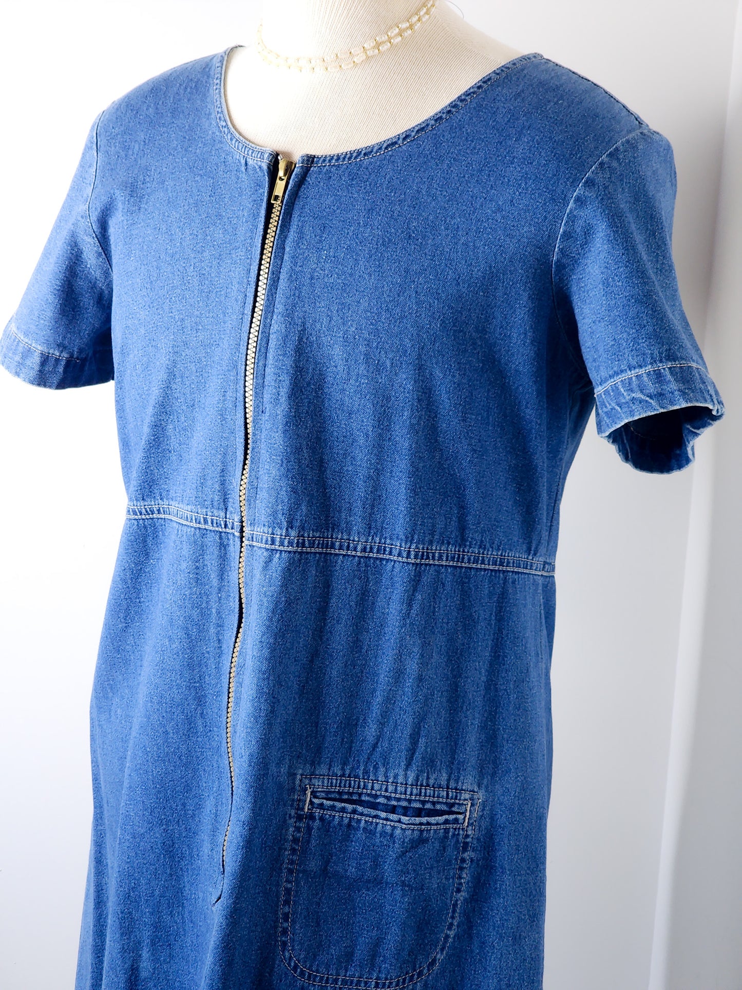 Vtg Y2K Denim Dress Tagged L