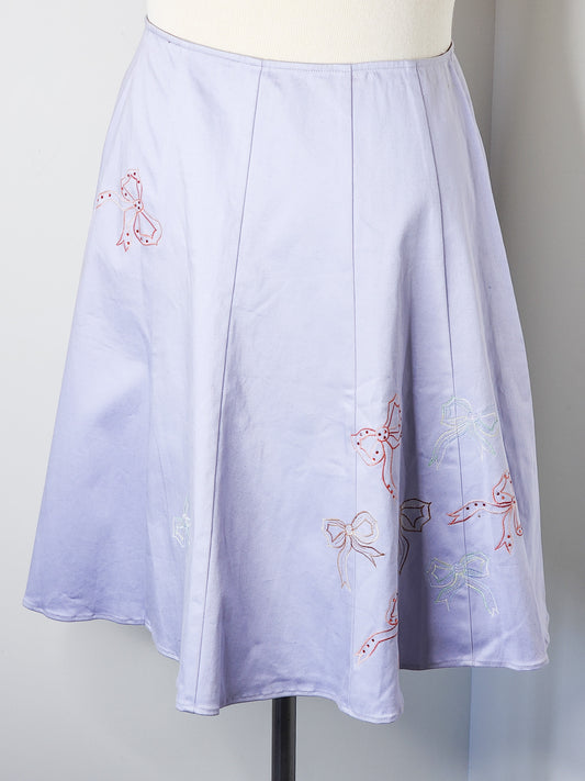 Vtg Y2K Vibed Purple Embroidered Ribbons Skirt