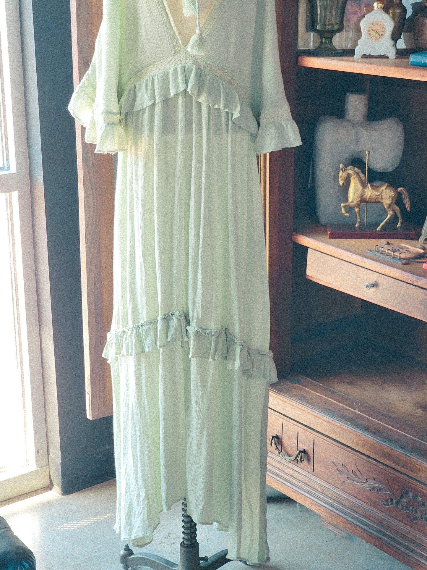 Free People "Sweet Darlin" Maxi Dress Green Tagged S