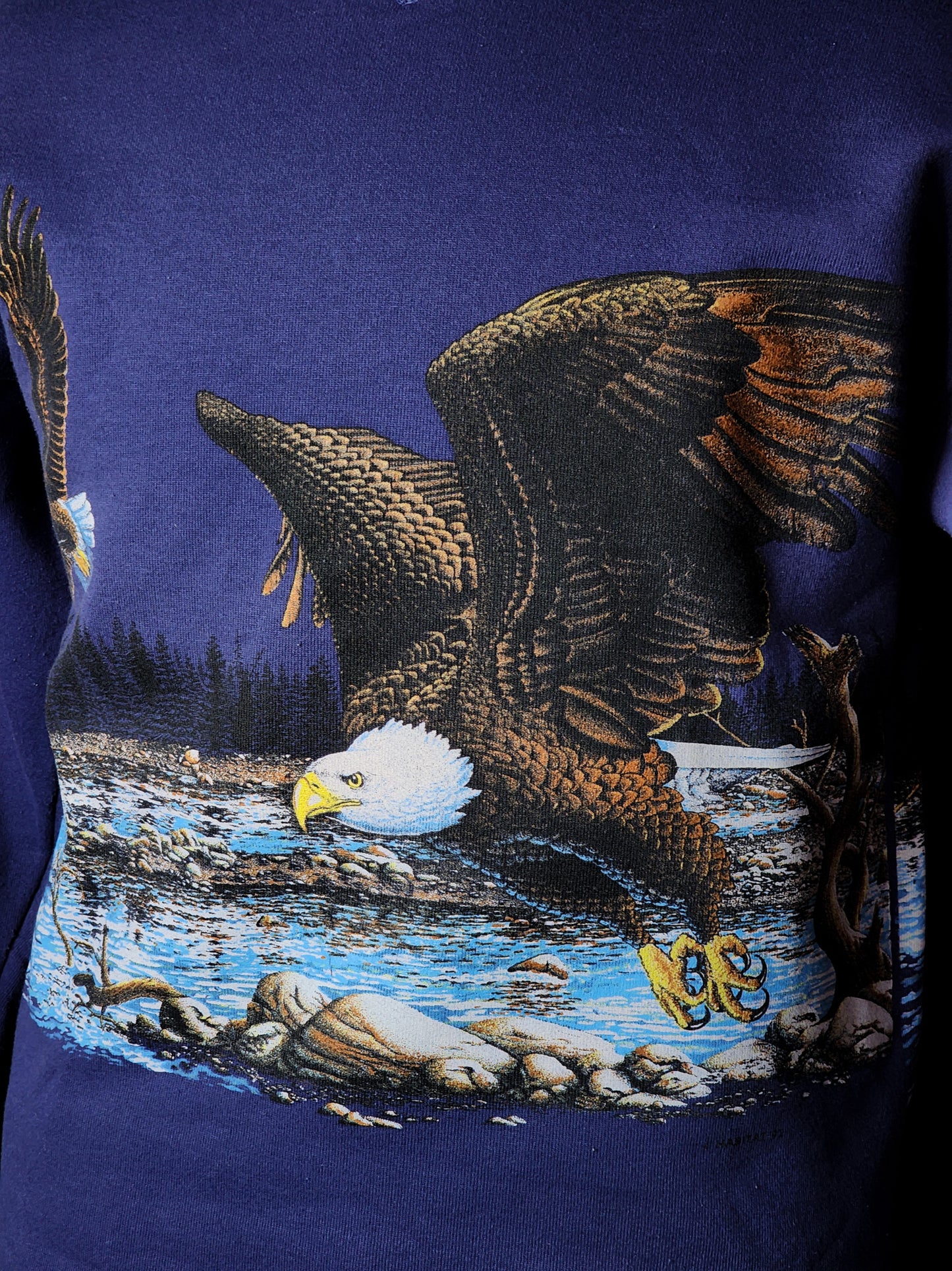 Vtg 90s Nature Bald Eagles Purple Crewneck Sweatshirt Tagged L