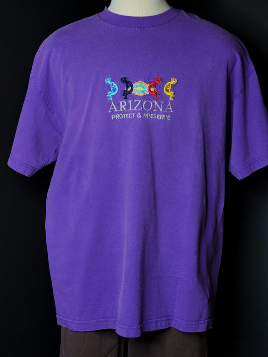 Vtg Arizona Embroidered Purple Tee Tagged L