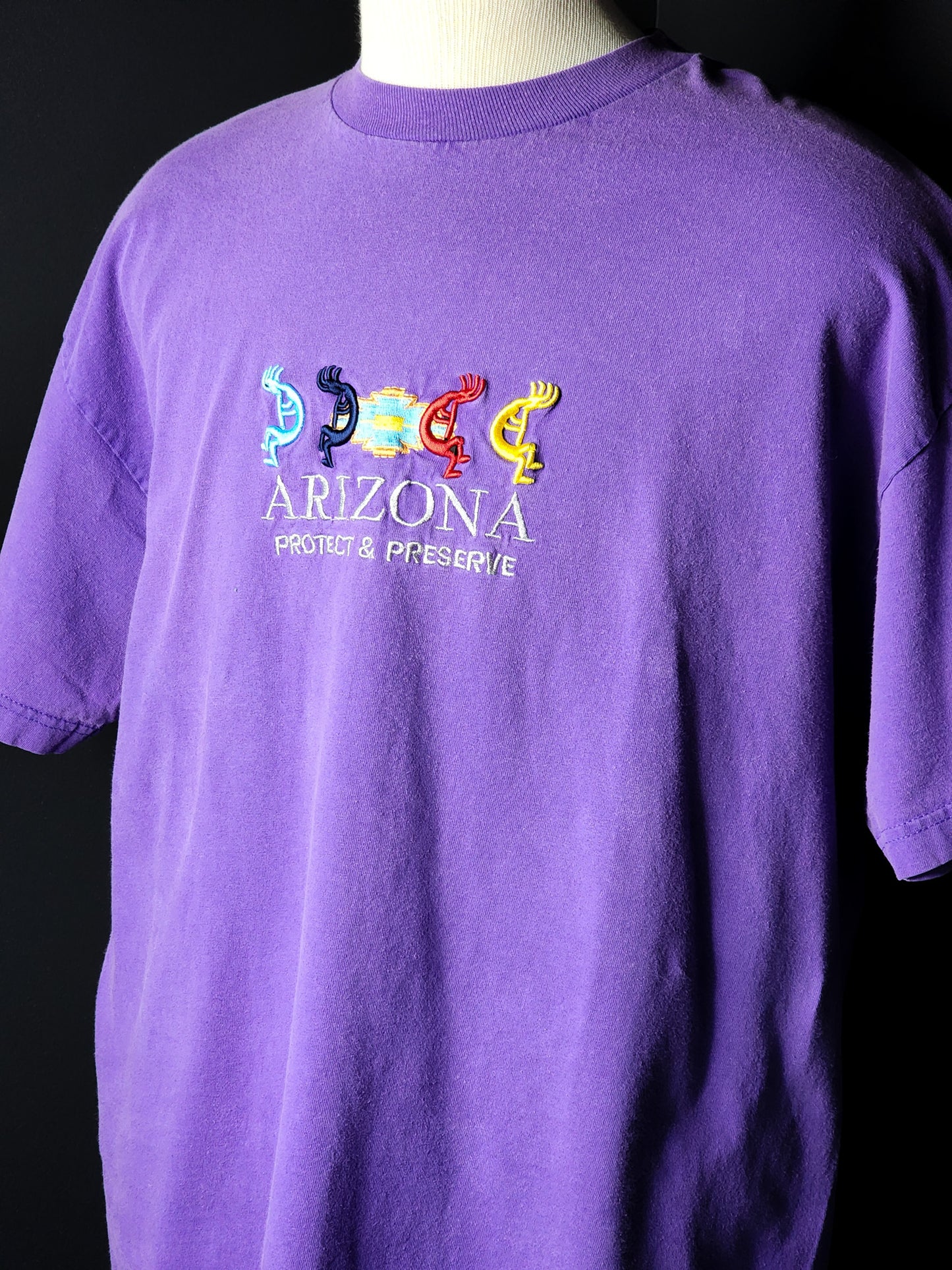 Vtg Arizona Embroidered Purple Tee Tagged L