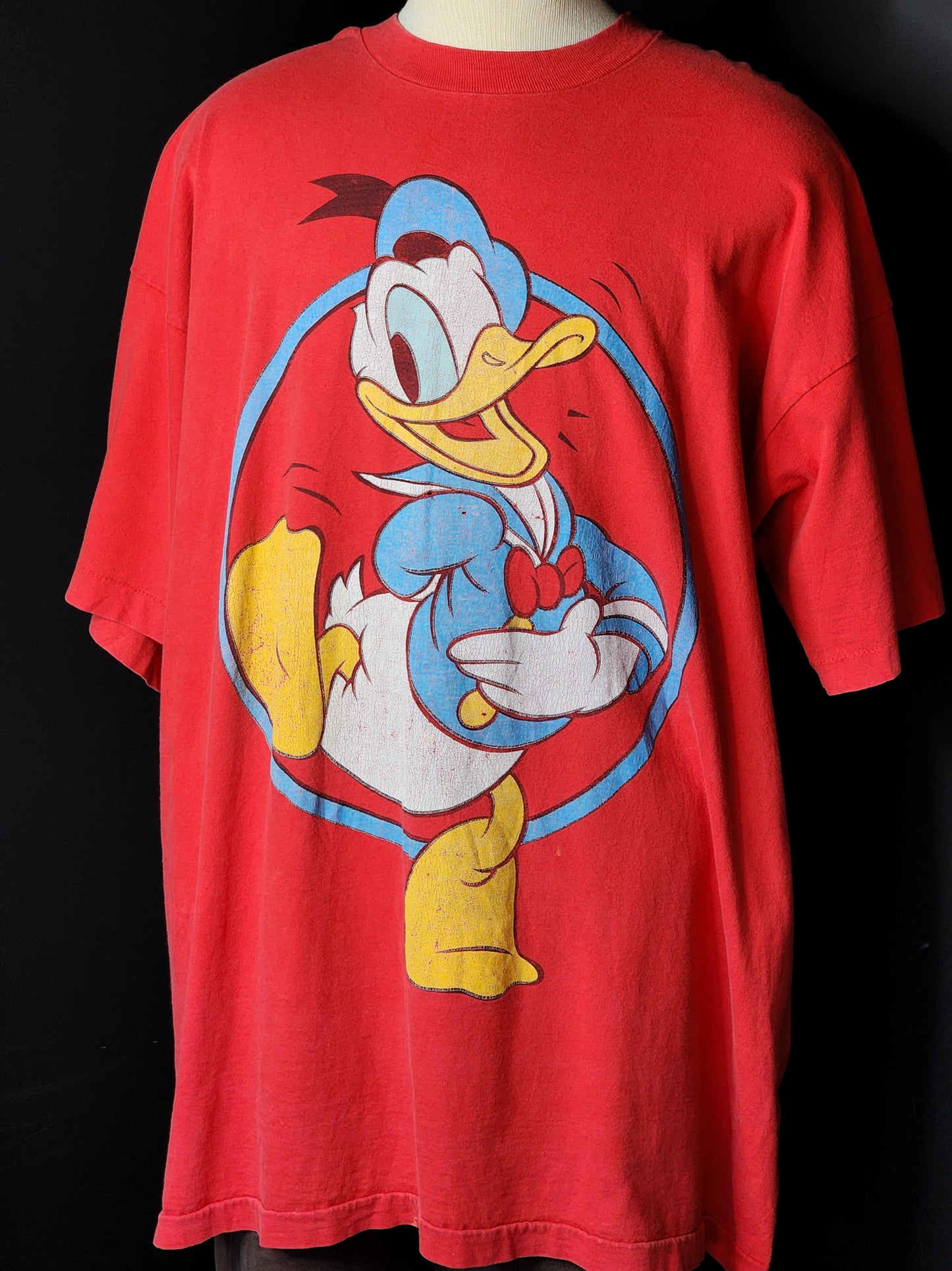 Vtg 90s Red Disney Donald Duck Tee Tagged 2XL