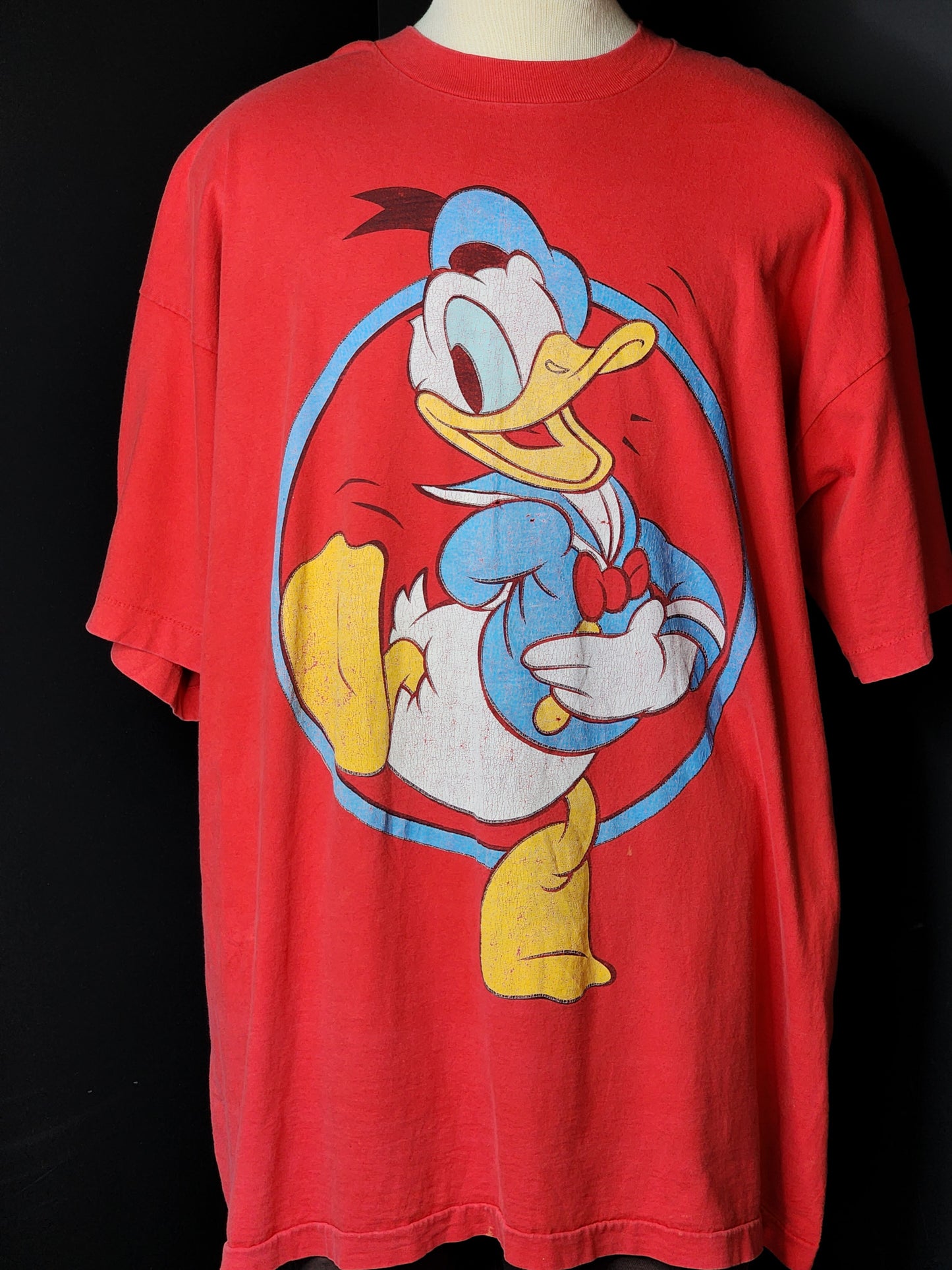 Vtg 90s Red Disney Donald Duck Tee Tagged 2XL