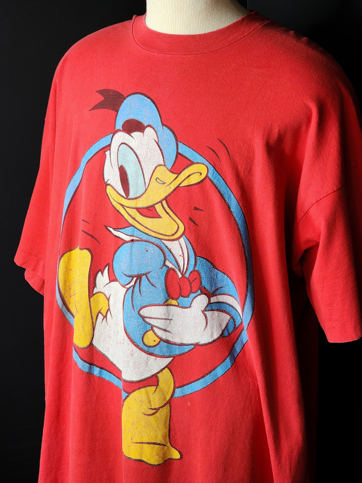 Vtg 90s Red Disney Donald Duck Tee Tagged 2XL