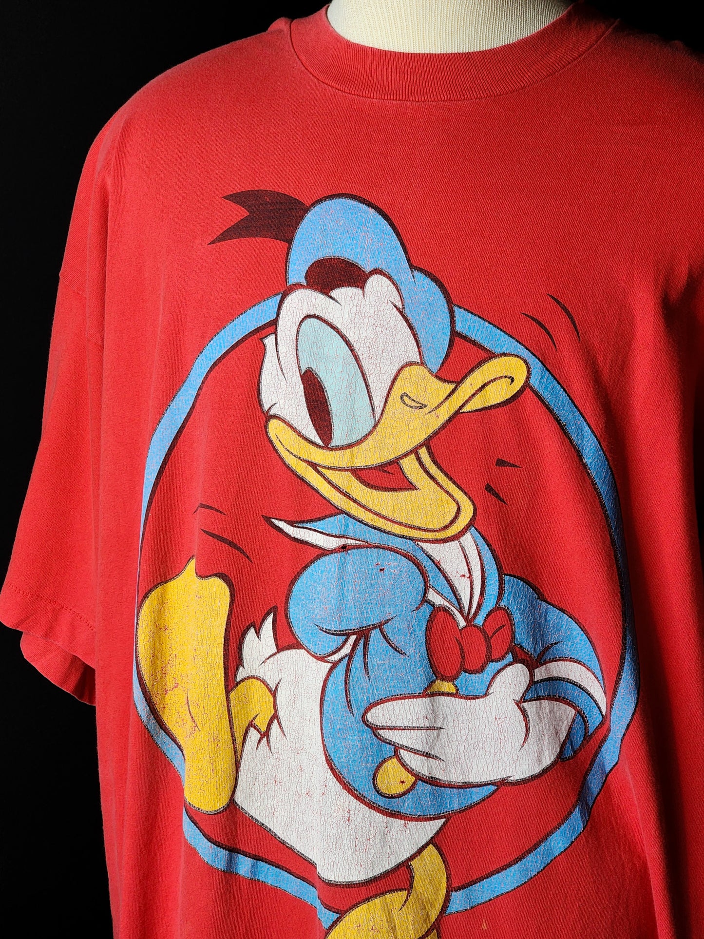 Vtg 90s Red Disney Donald Duck Tee Tagged 2XL