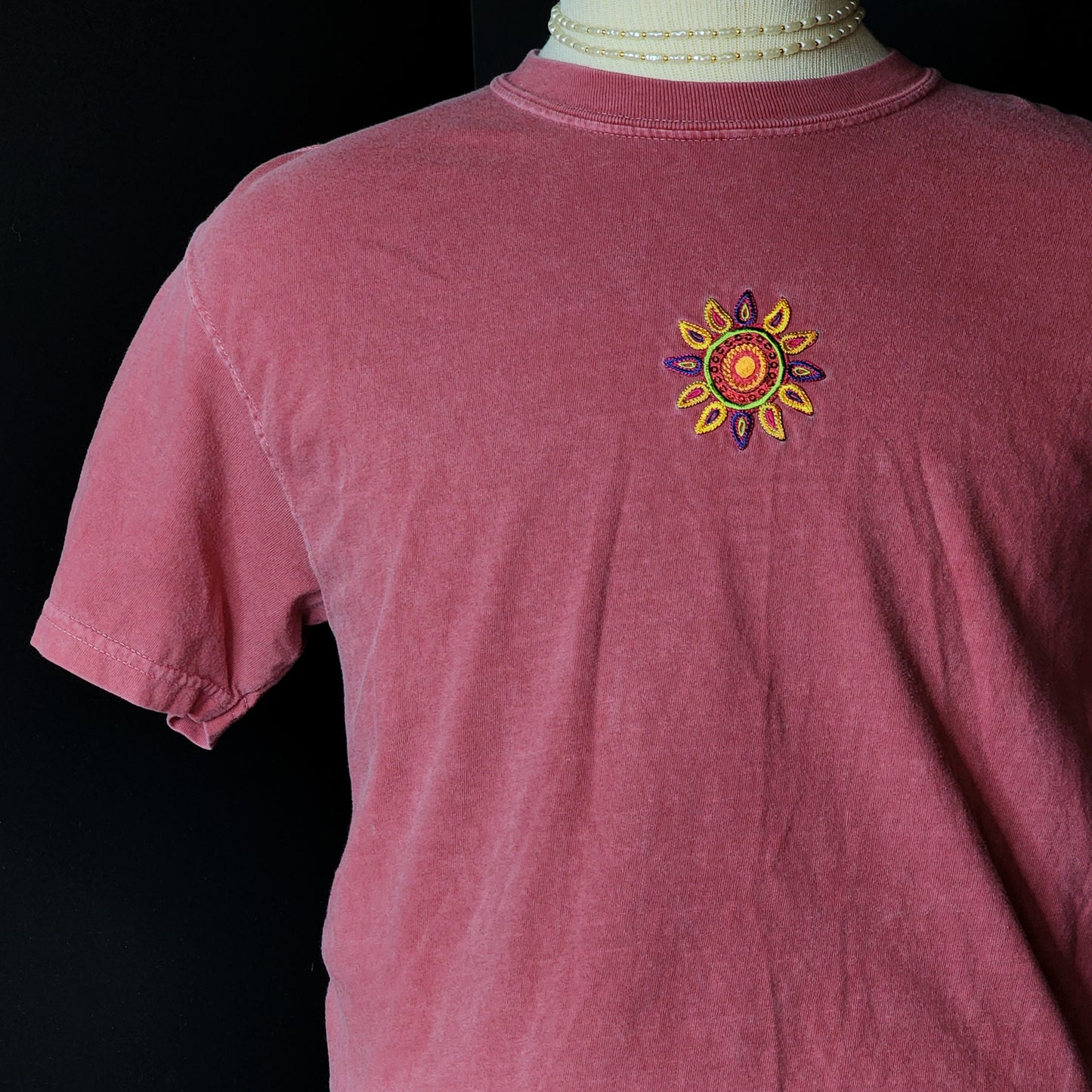 Comfy Cotton  Burgundy Embroidered Sun Tee