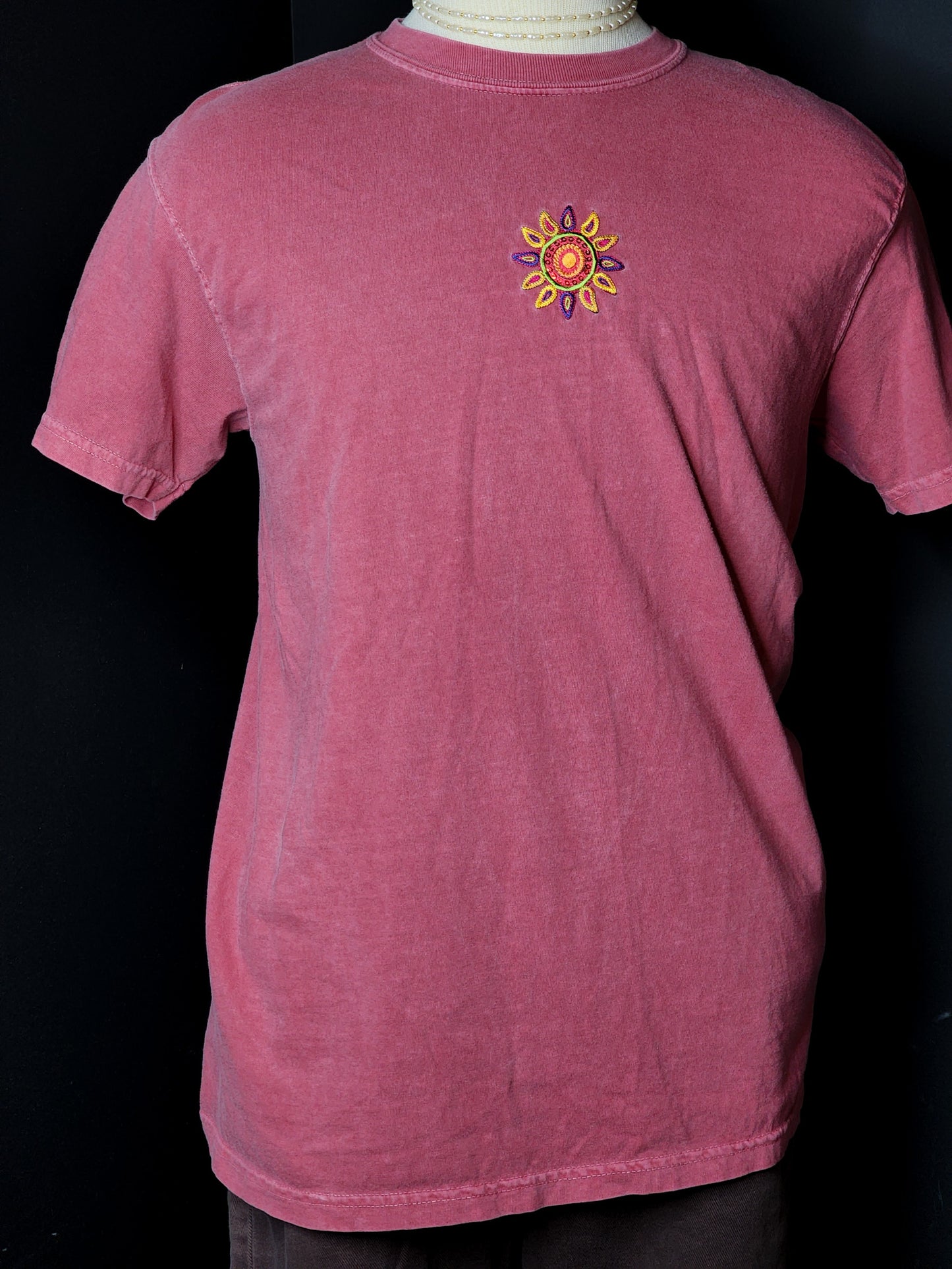 Comfy Cotton  Burgundy Embroidered Sun Tee