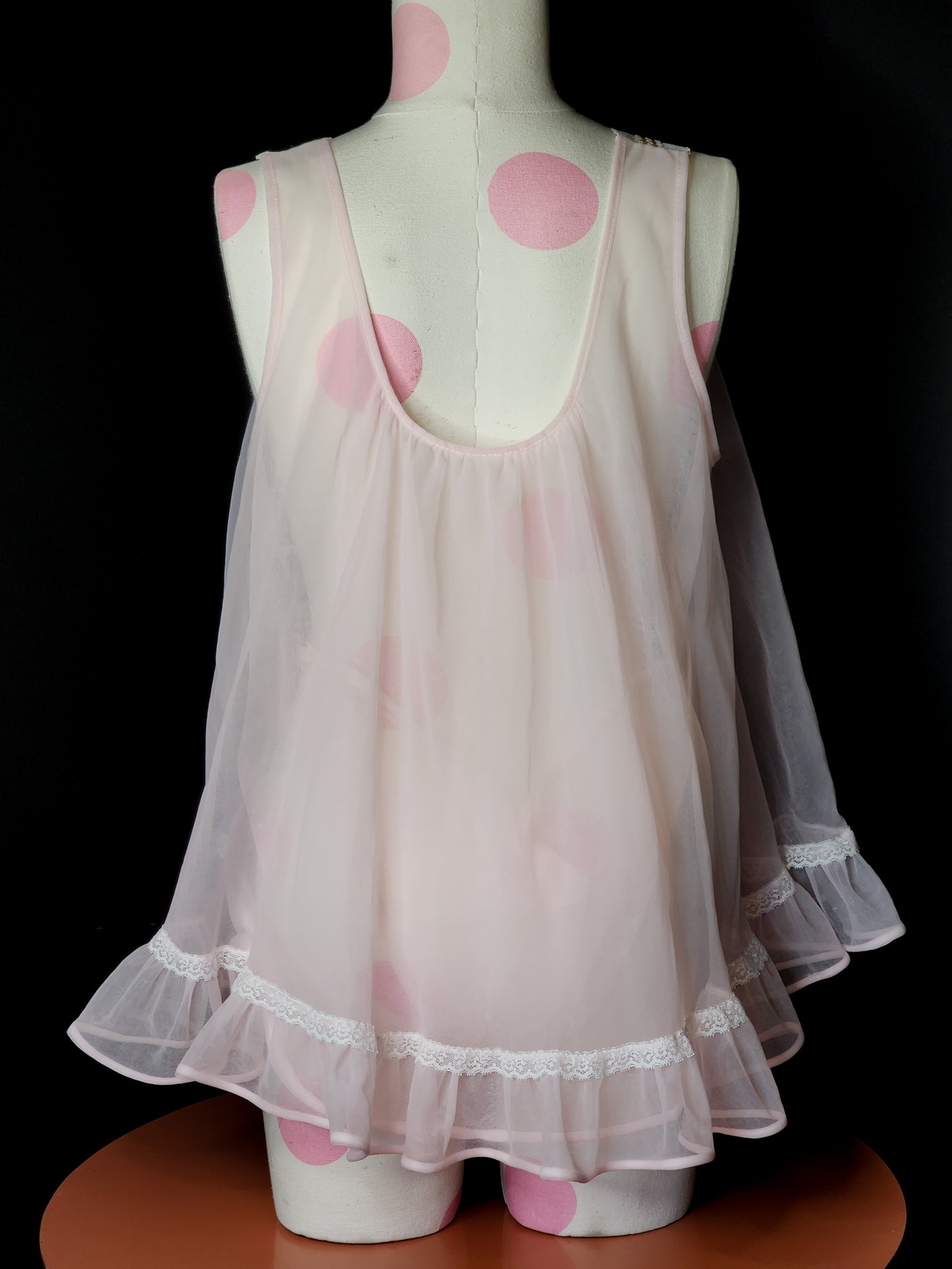 Vtg 1980s NWOT Ruffled Baby Pink Lingerie Set Tagged L