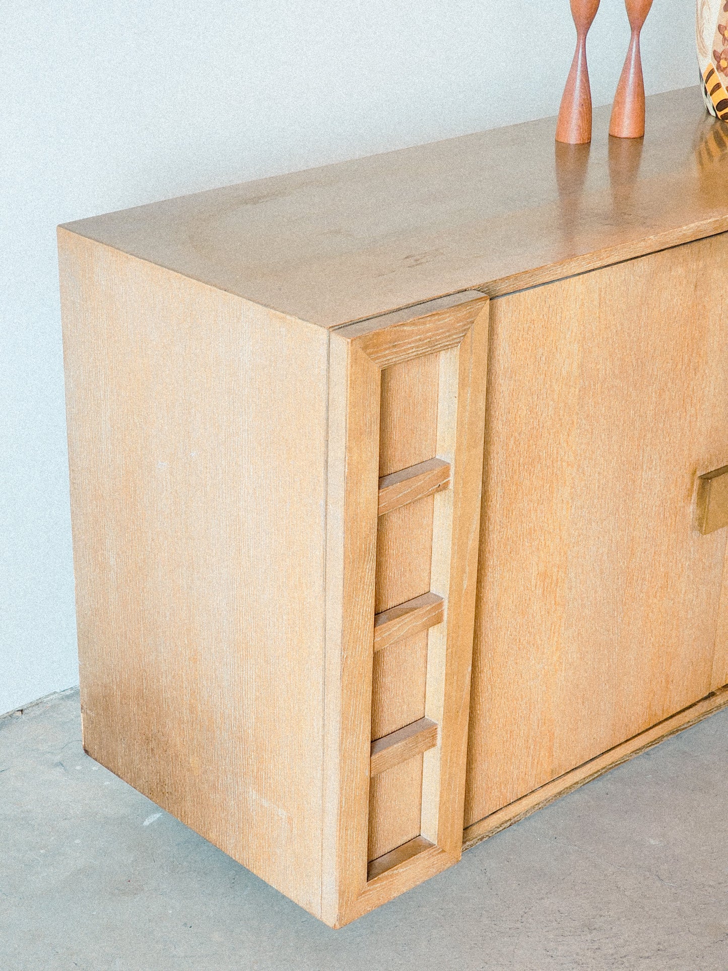 Vtg Mid Century Credenza Lime Washed Oak Finish