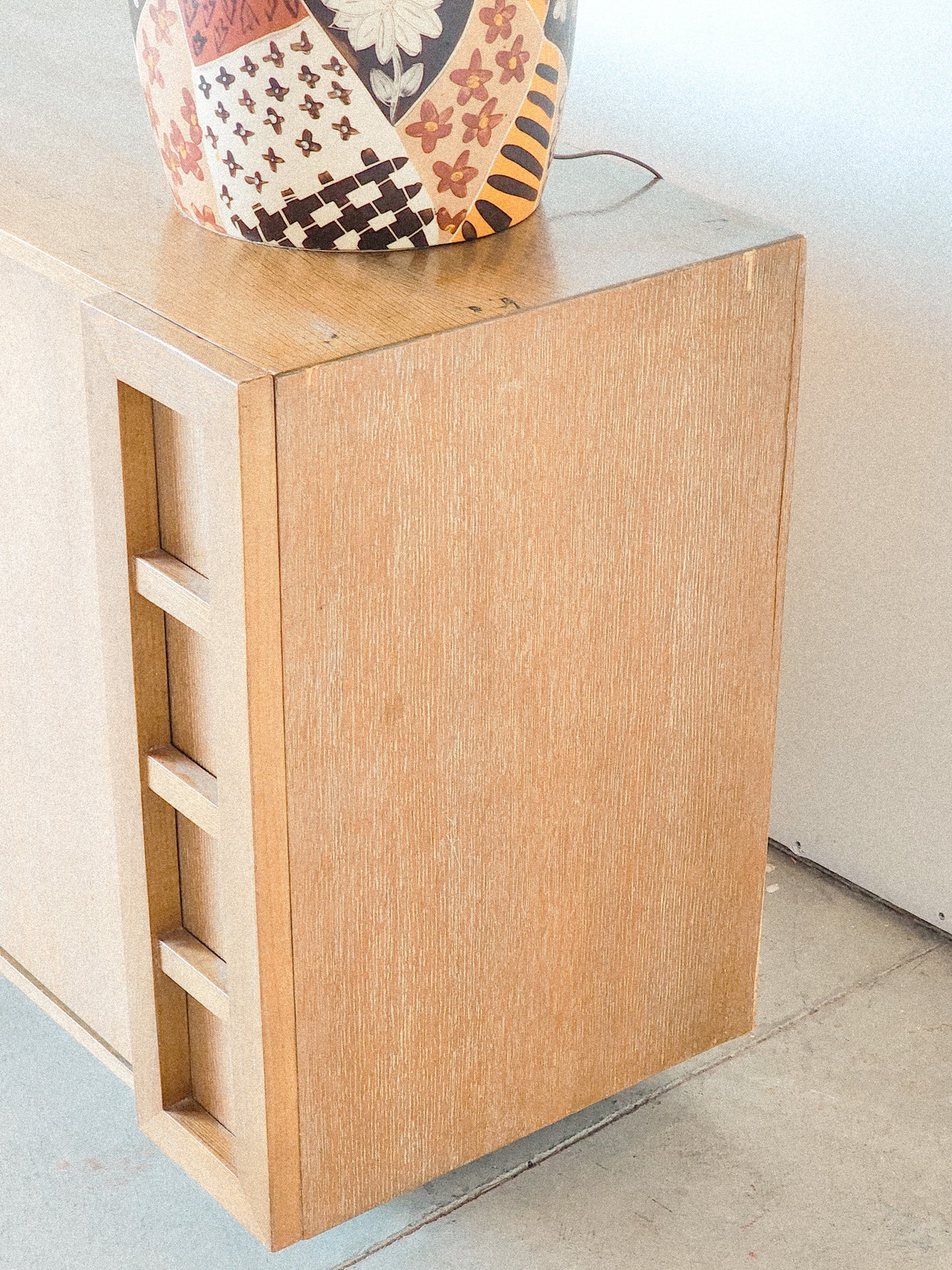 Vtg Mid Century Credenza Lime Washed Oak Finish